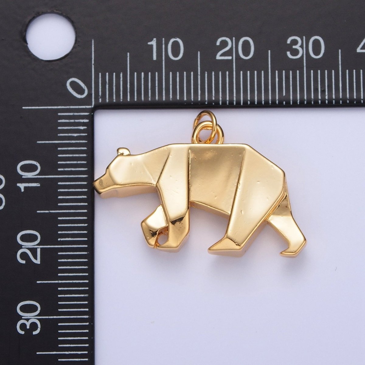 OS 18K Gold Filled Origami Polar Black Brown Bear Forest Animal Charm | X-079 - DLUXCA