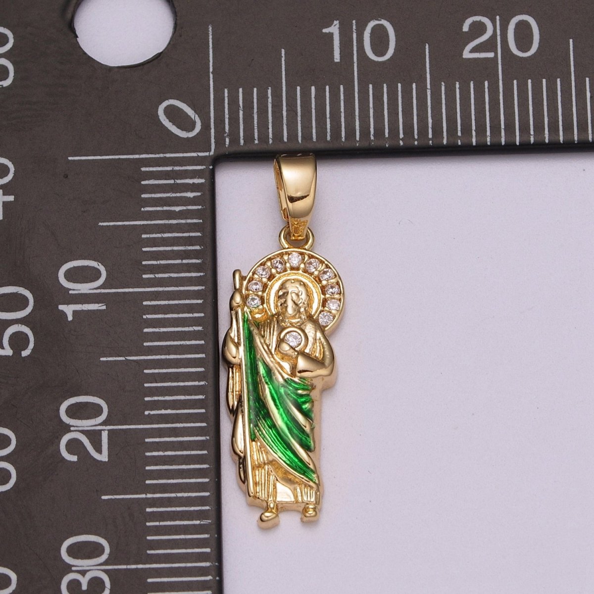 OS 18K Gold Filled Saint Jude Necklace Pendant ~San Judas Tadeo Cadena~ Religious Saint Jude~ Grandiosa Cadena de San Judas N-1399 - DLUXCA