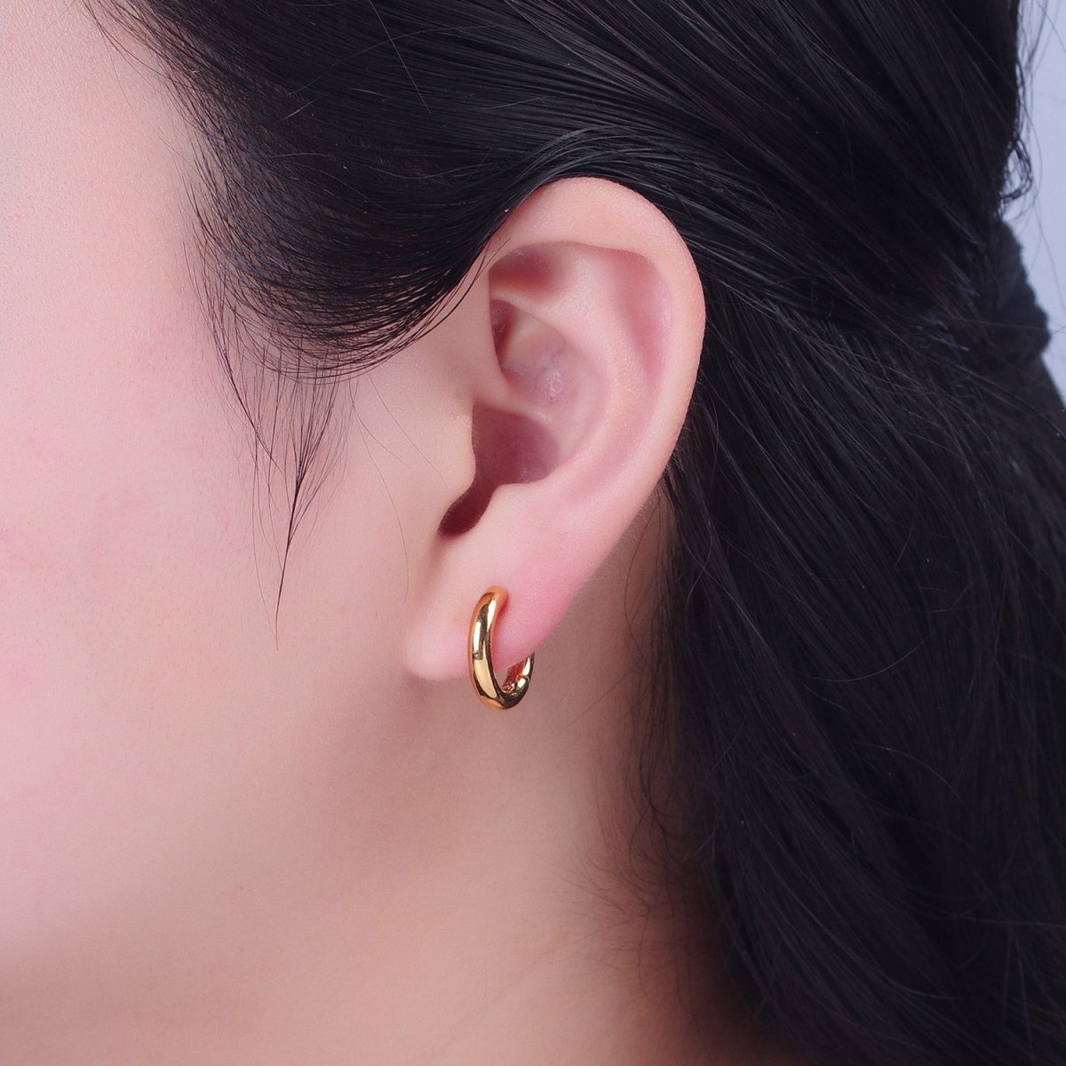 OS 24K Gold Filled 16mm Minimalist Huggie Hoop Earrings | P-407 - DLUXCA