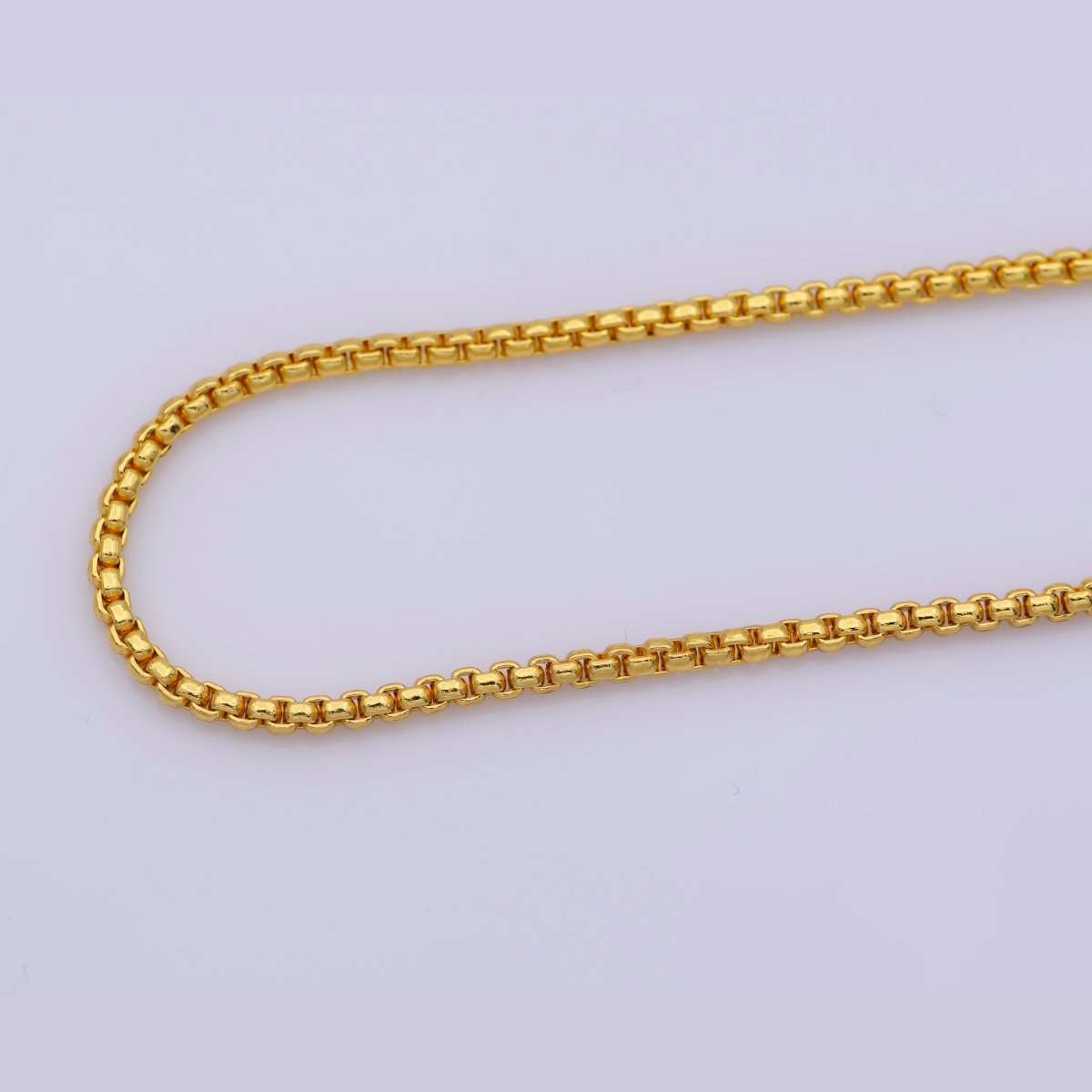 OS 24K Gold Filled Boston Chain Necklace, 17" Finished Chain For Jewelry making, Dainty 2.3mm Cable Necklace w/ Clasps | CN-324 - DLUXCA