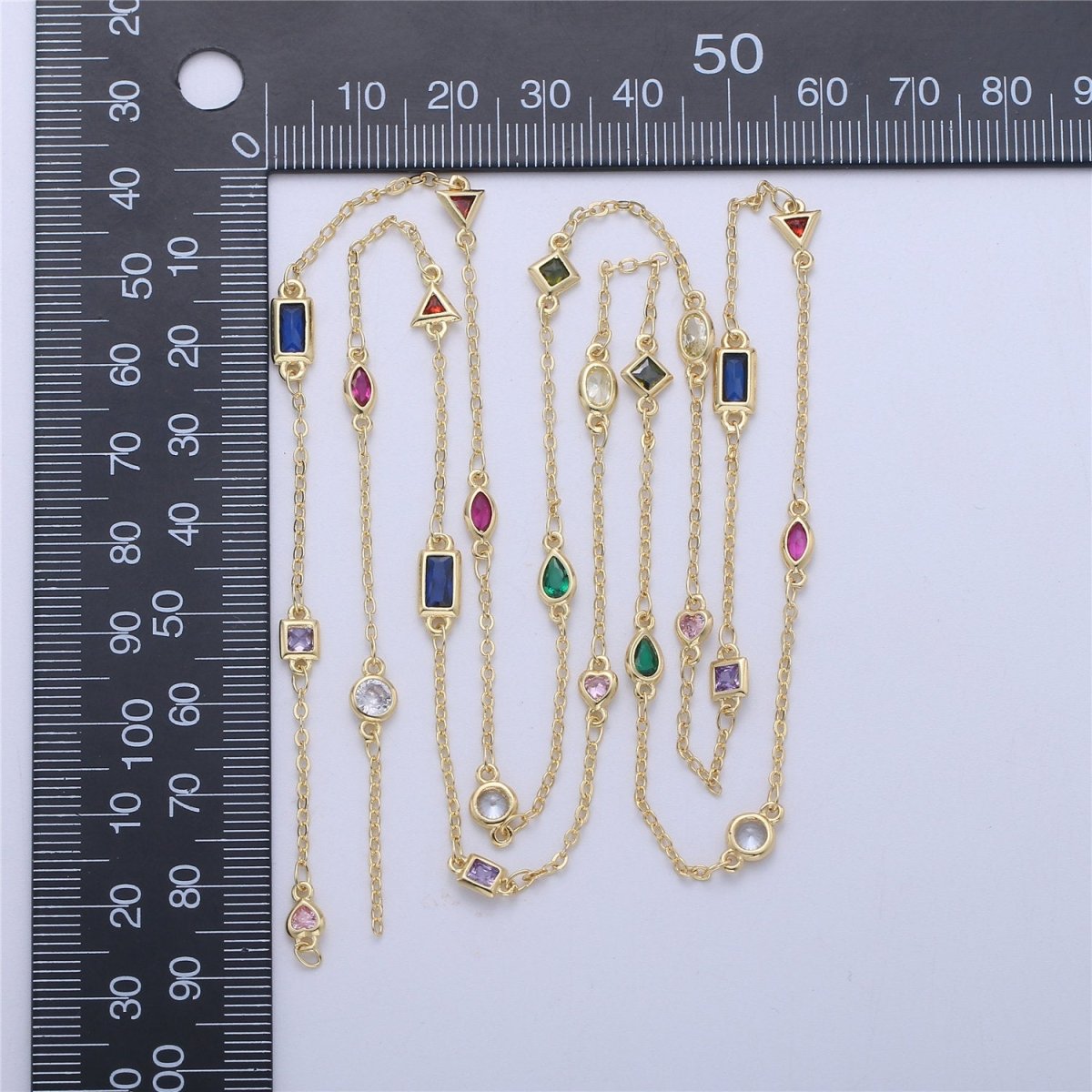 OS 24K Gold Filled Chain Necklace Gold Necklace CZ Stone Necklace Gemstone Necklace Crystal Necklace, Dainty Bulk Chain Necklace By Yard, White Gold Filled DESIGNED Chain Component Supply | ROLL-055, ROLL-056 Clearance Pricing - DLUXCA