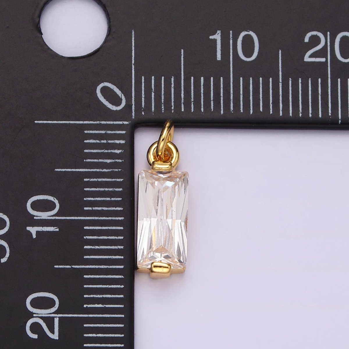 OS 24K Gold Filled Clear Baguette CZ Bezel Add-On Charm | AC881 - DLUXCA