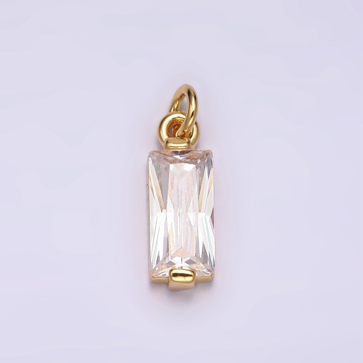 OS 24K Gold Filled Clear Baguette CZ Bezel Add-On Charm | AC881 - DLUXCA