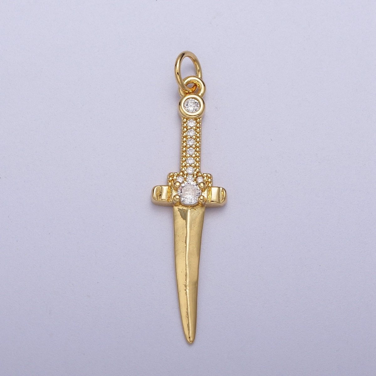 OS 24K Gold Filled Micro Paved CZ Blade Sword Dagger Weapon Charm | C-846 - DLUXCA