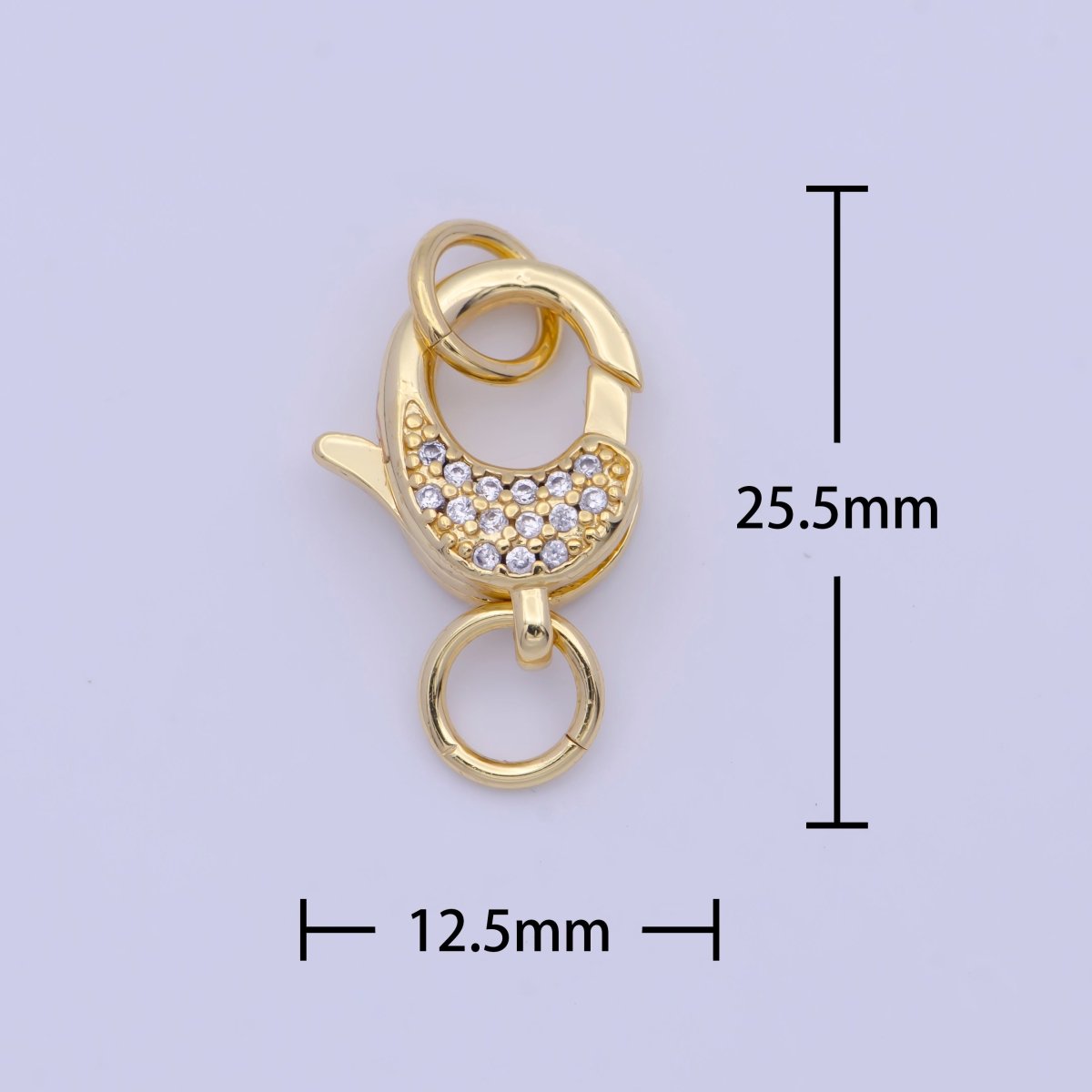 OS 24K Gold Filled Micro Paved Lobster Clasps Closure Cubic Zirconia Jewelry Findings L-923 - DLUXCA