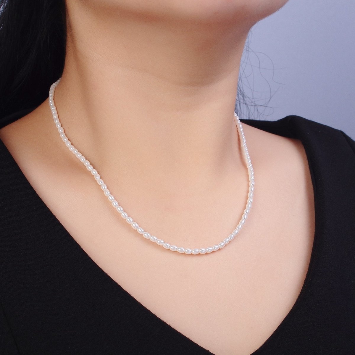OS 24K Gold Filled Pearl Necklace Freshwater Pearl Necklace Handmade 3mm Classic Minimalist Necklace | WA-1560 Clearance Pricing - DLUXCA