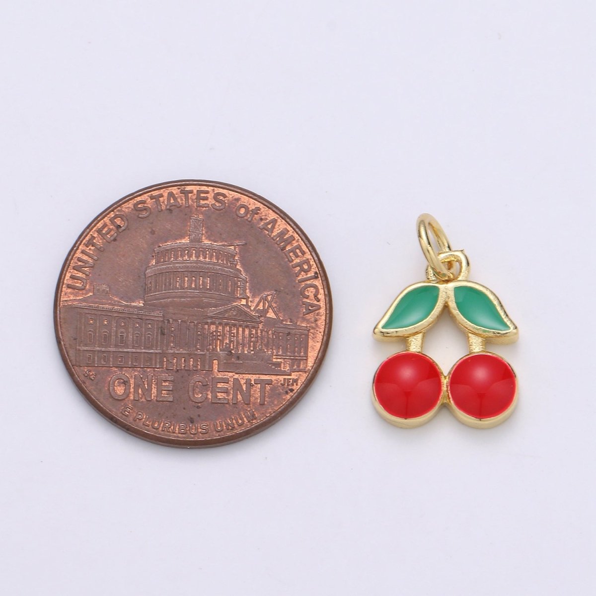 OS 24K Gold Filled Red Cherry Tropical Fruit Charm D-929 - DLUXCA