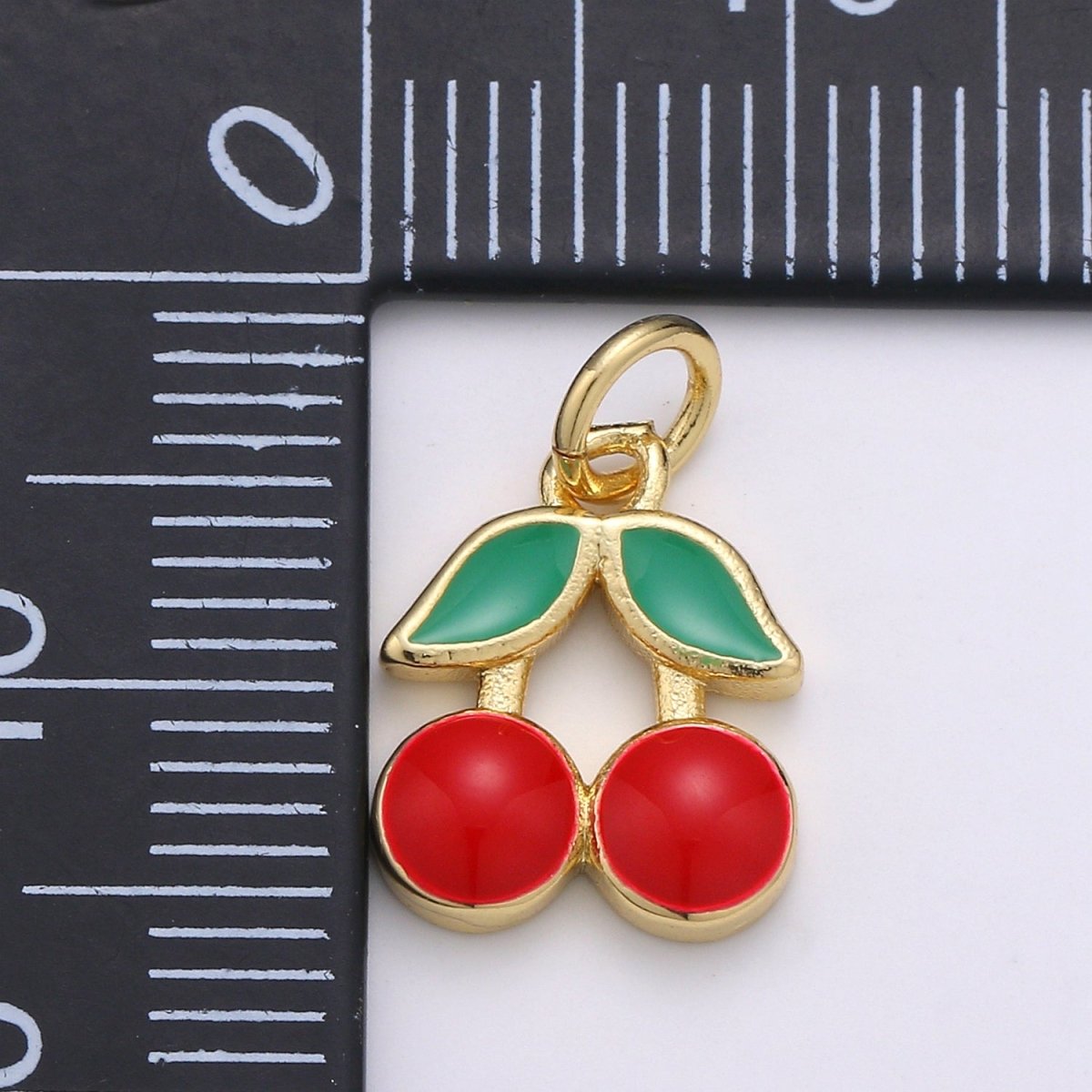 OS 24K Gold Filled Red Cherry Tropical Fruit Charm D-929 - DLUXCA