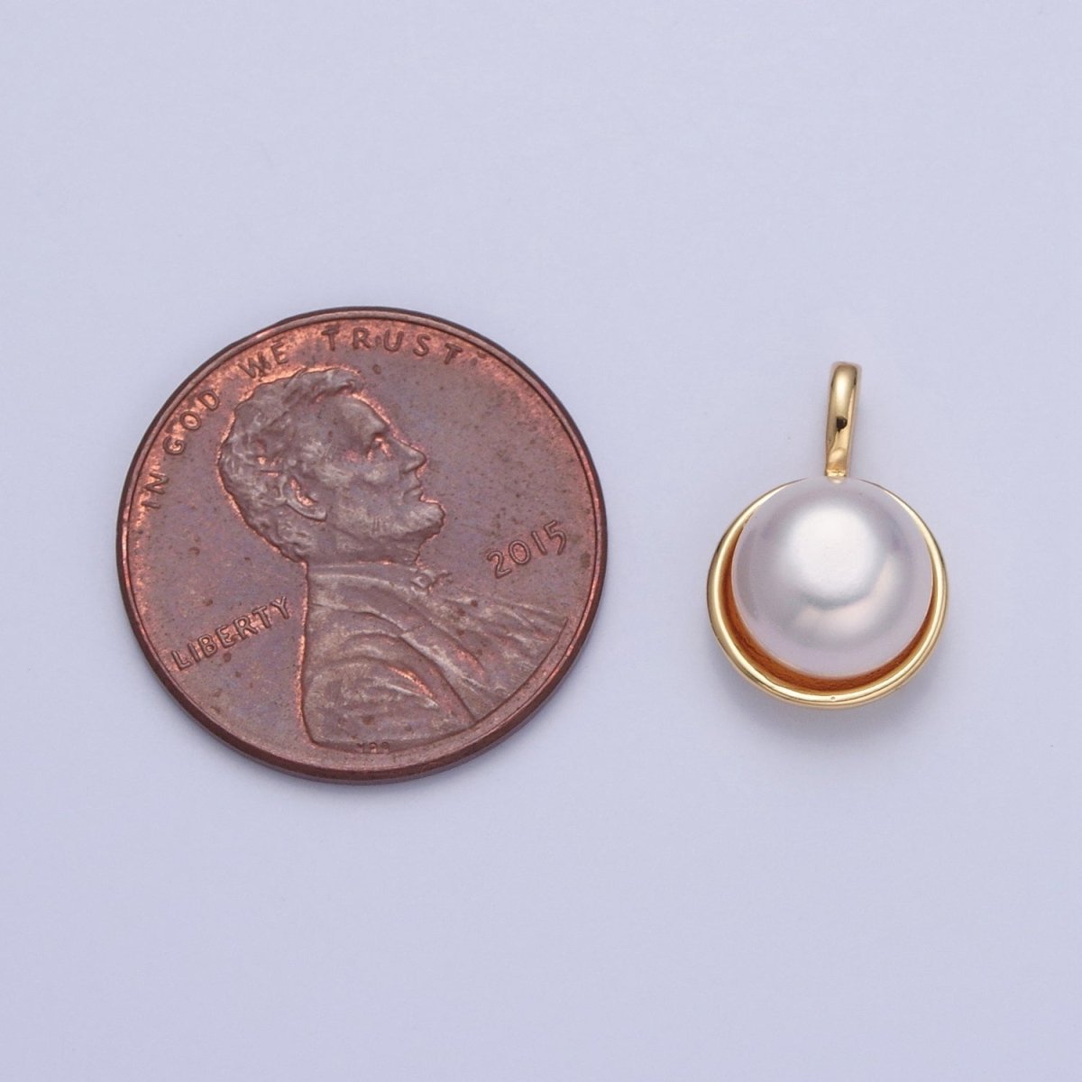OS 24K Gold Filled Round Shell Pearl Pendant Charm For Necklace Making H-683 - DLUXCA