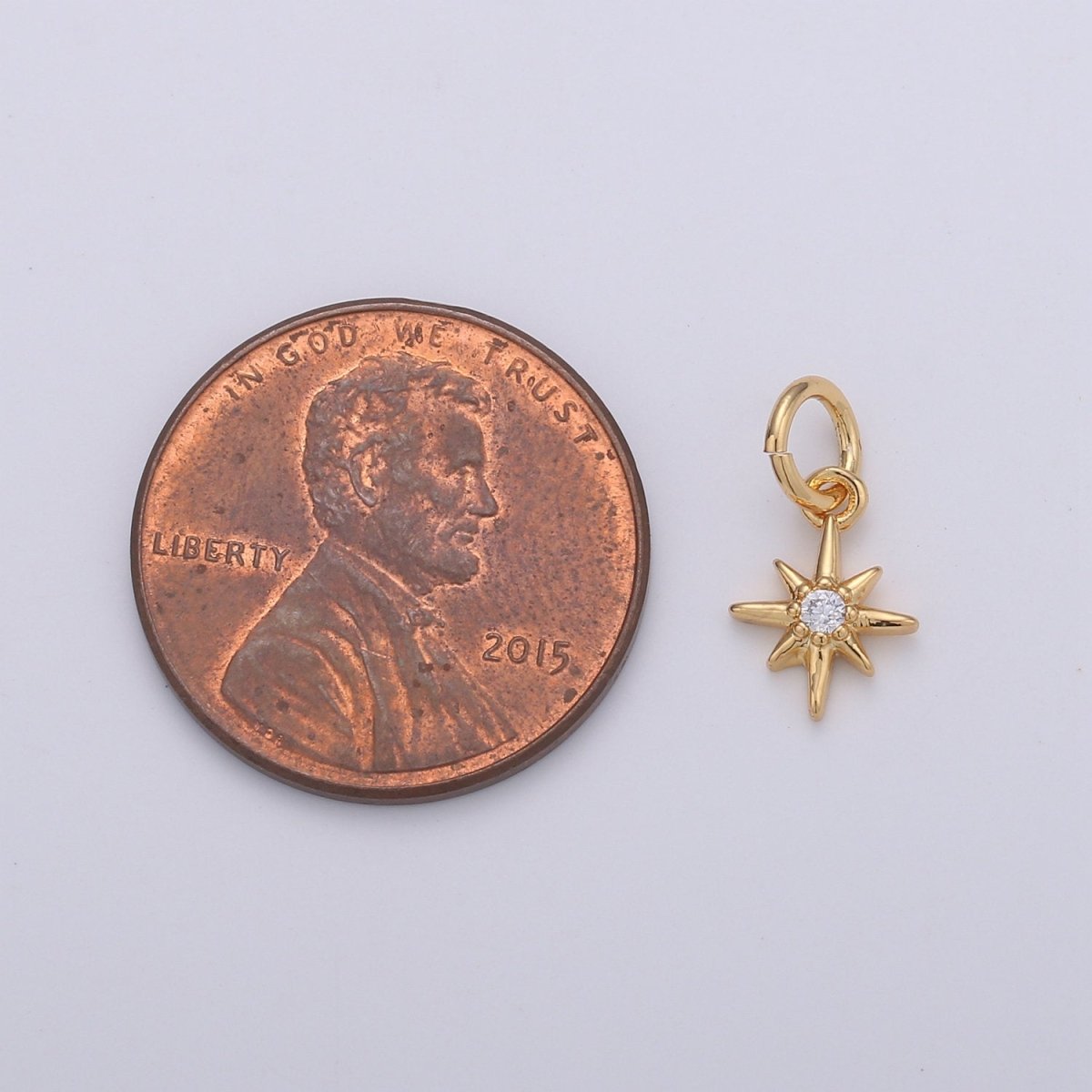 OS 24k Gold Filled Tiny Star Charm Gold North Star Charm Micro Pave Celestial Charm GF Necklace Bracelet Earring Jewelry Making Supply D-080 - DLUXCA