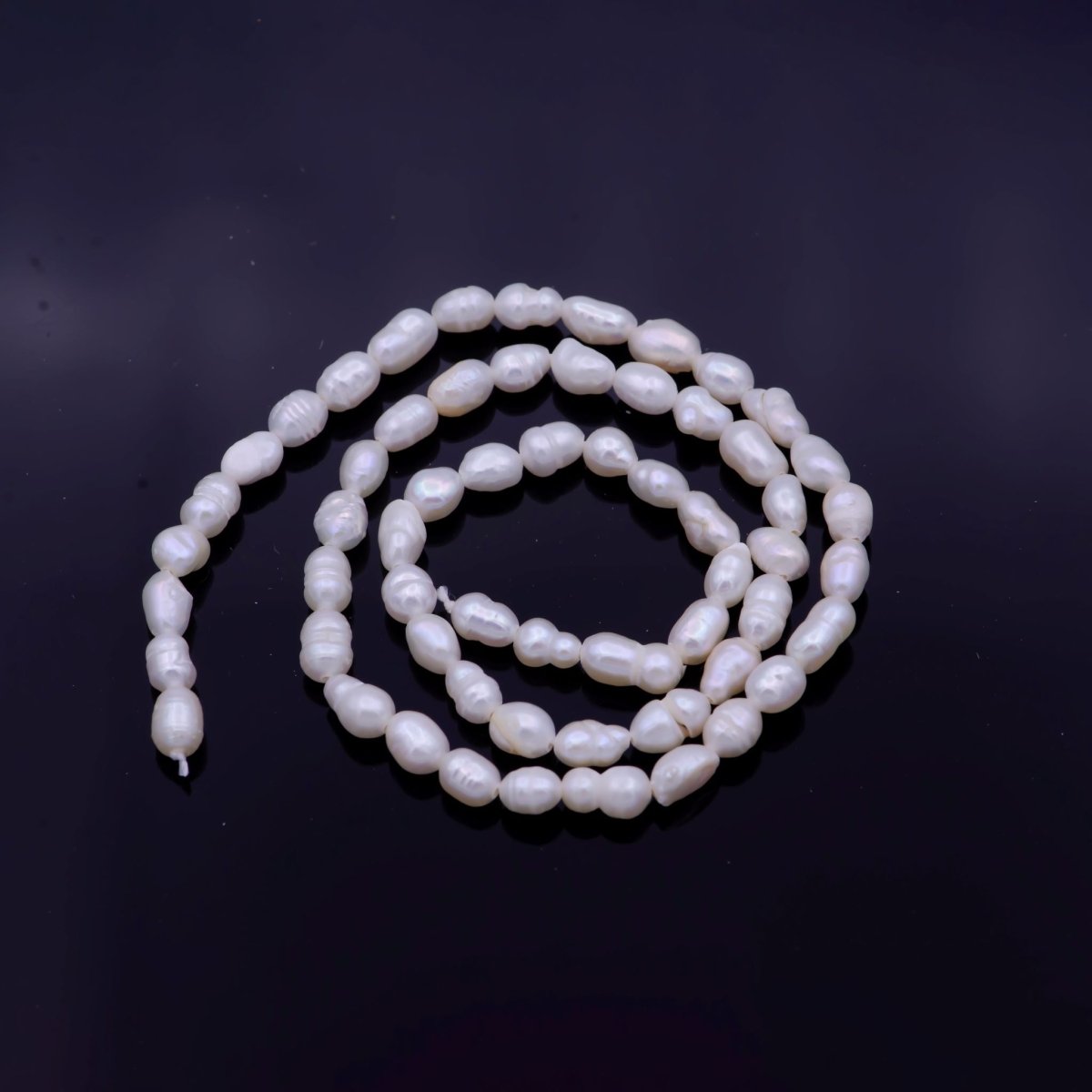 OS 60 Pieces Per Strand 6mm x 4.3mm White Natural Freshwater Pearl | WA-1332 Clearance Pricing - DLUXCA