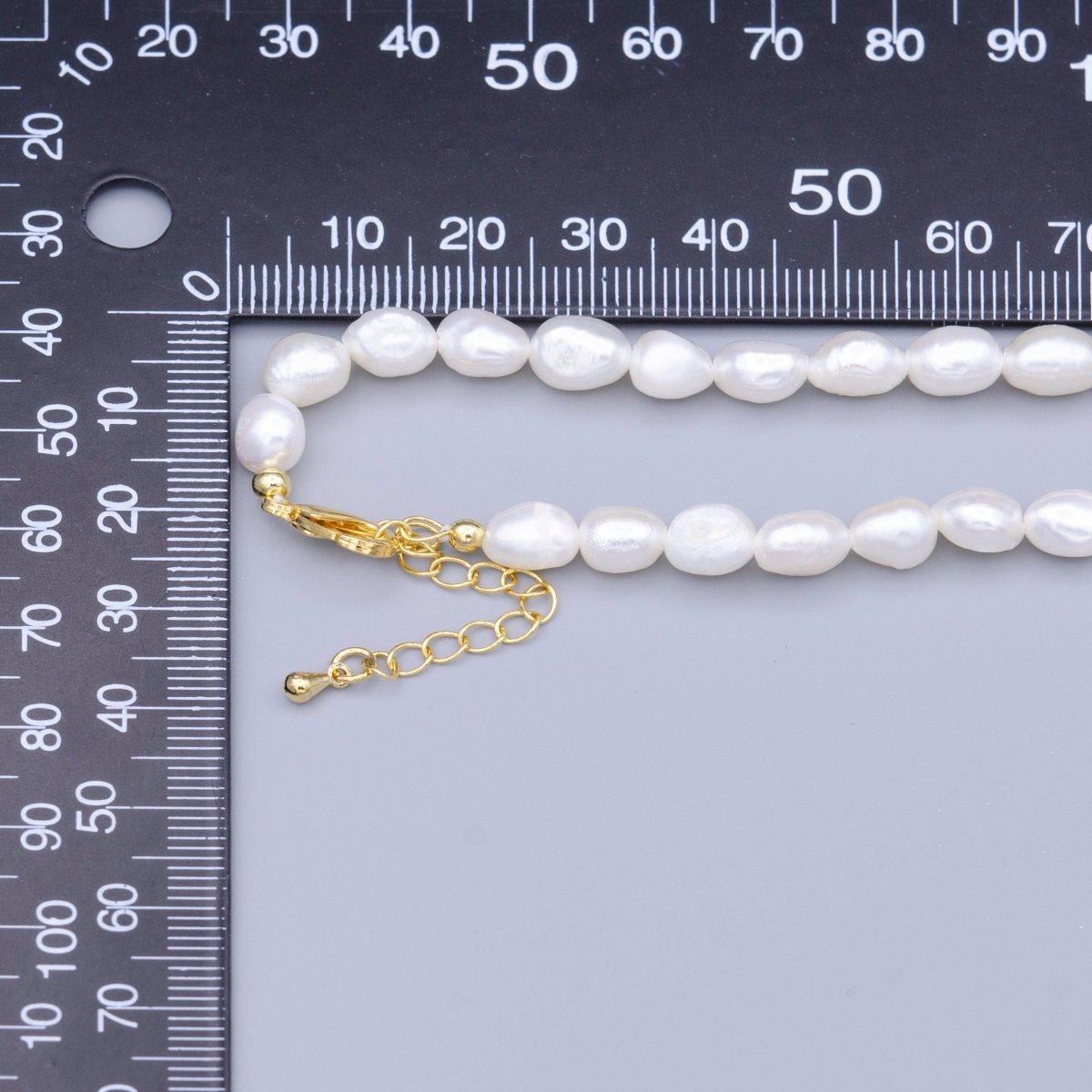 OS 6.4mm White Nugget Freshwater Pearl 14.7 Inch Choker Necklace | WA-1494 Clearance Pricing - DLUXCA