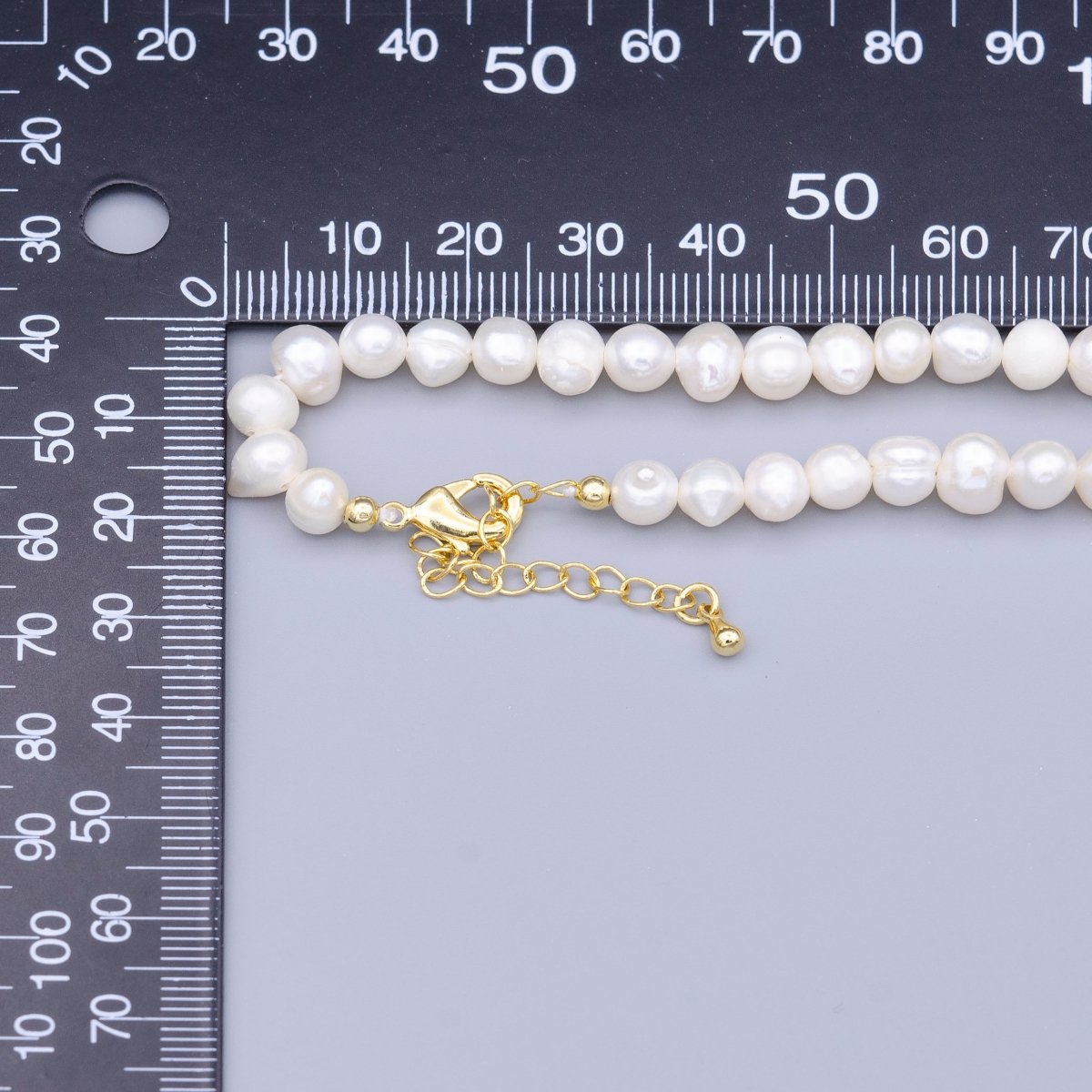 OS 7.5mm Rounded White Freshwater Pearl 14 Inch Choker Necklace | WA-1496 Clearance Pricing - DLUXCA