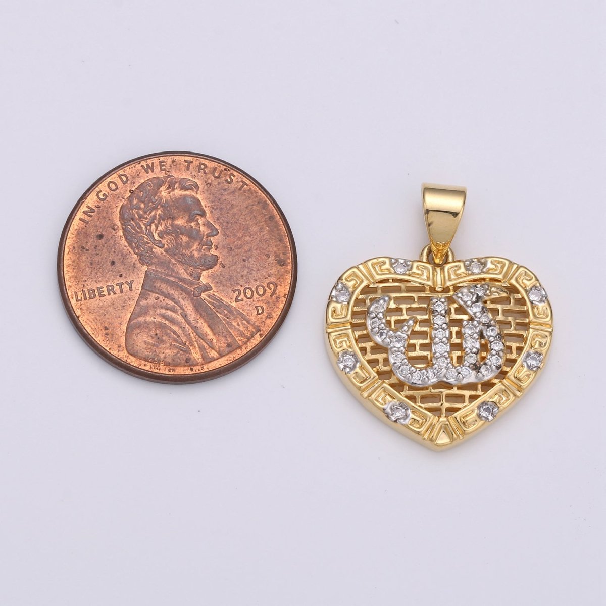 OS Allah or God Muslim Islam Gold Filled with Heart Pendants I-856 - DLUXCA