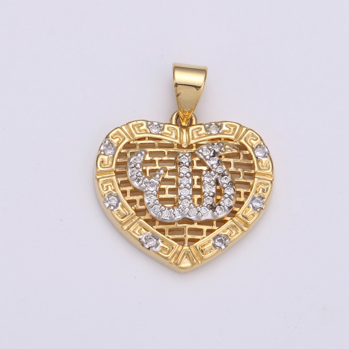 OS Allah or God Muslim Islam Gold Filled with Heart Pendants I-856 - DLUXCA