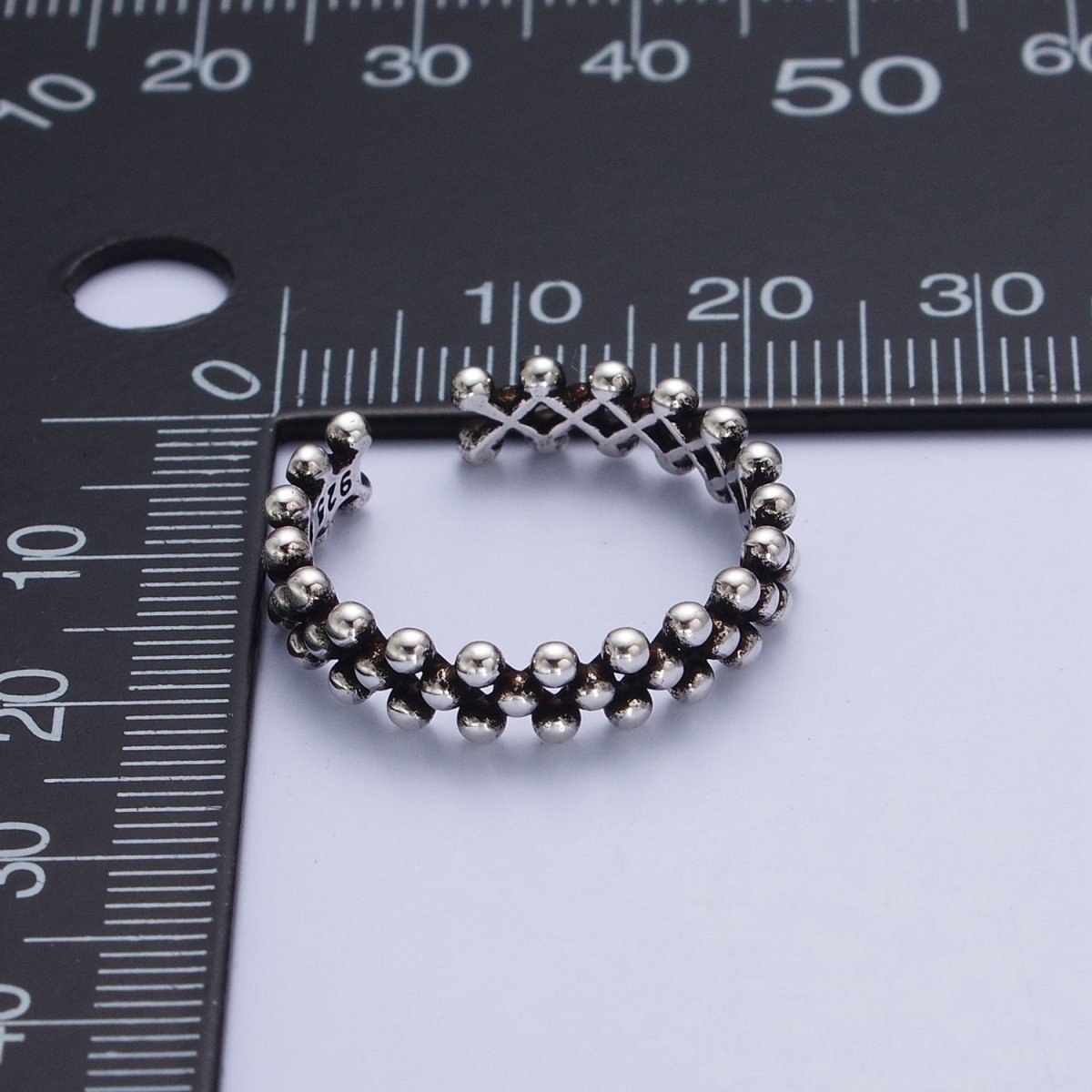 OS Antique Silver Beaded Adjustable Silver Ring | X-553 - DLUXCA