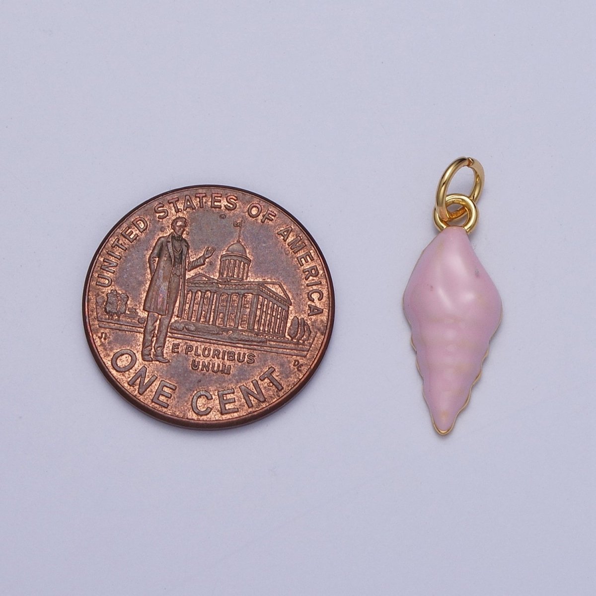 OS Baby Pink Enamel Conch Sea Shell Charm For Summer Beach Jewelry Making G-232 - DLUXCA