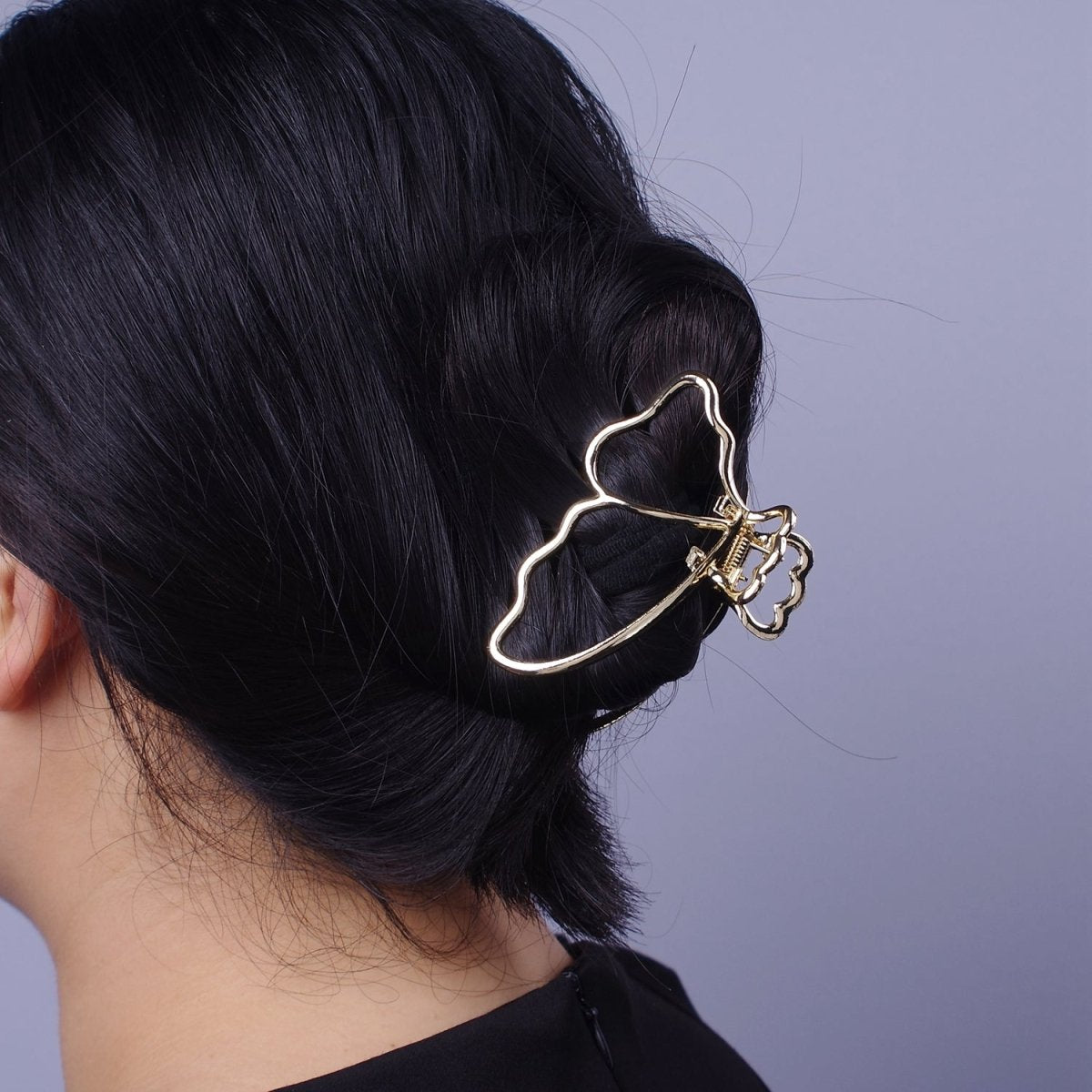 OS Butterfly Hair Claw | Butterfly Hair Clamp | Minimalist Metal Hair Clip, Gold Metal Hair Accessory, Hair Clip Kpop - DLUXCA