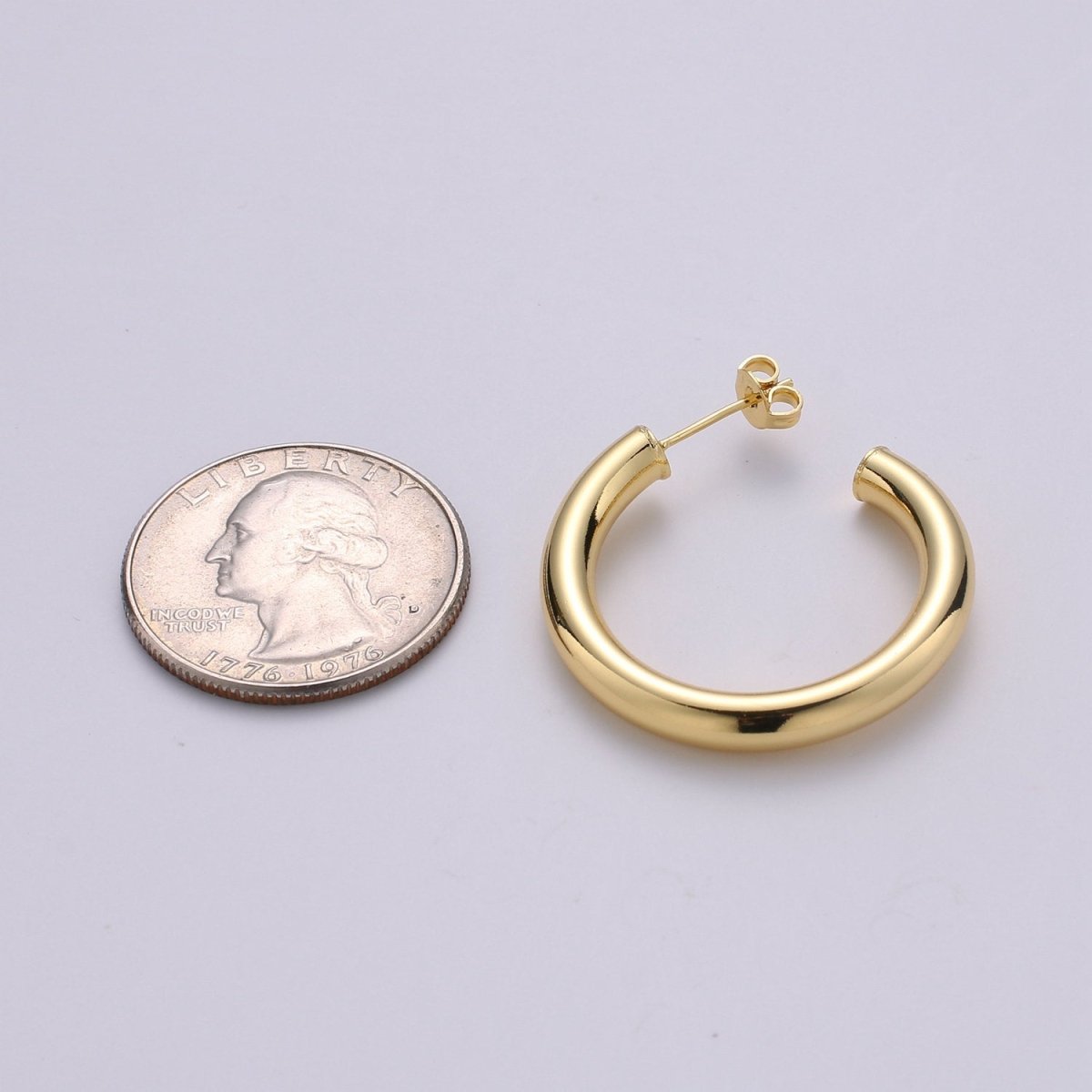 OS Chunky Gold Hoop, Gold Earrings, 14K Gold Filled Earring, Chunky Earrings, Dainty Hoop, Chunky Hoop, Gold Small Hoop, Earring for women 30mm Q-532 - DLUXCA