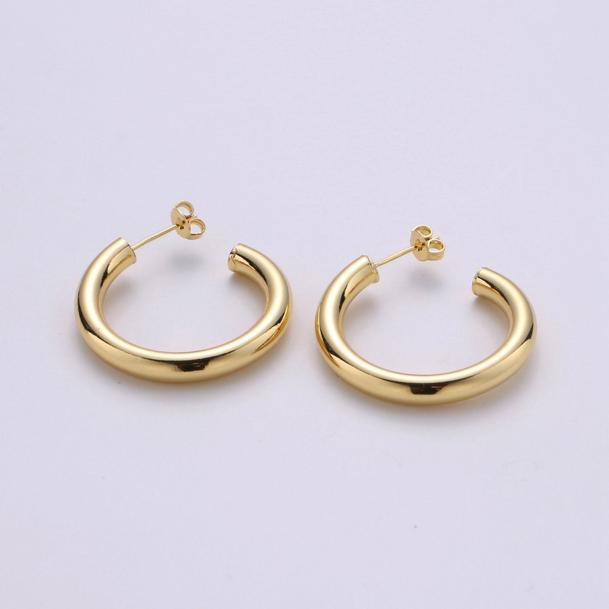OS Chunky Gold Hoop, Gold Earrings, 14K Gold Filled Earring, Chunky Earrings, Dainty Hoop, Chunky Hoop, Gold Small Hoop, Earring for women 30mm Q-532 - DLUXCA
