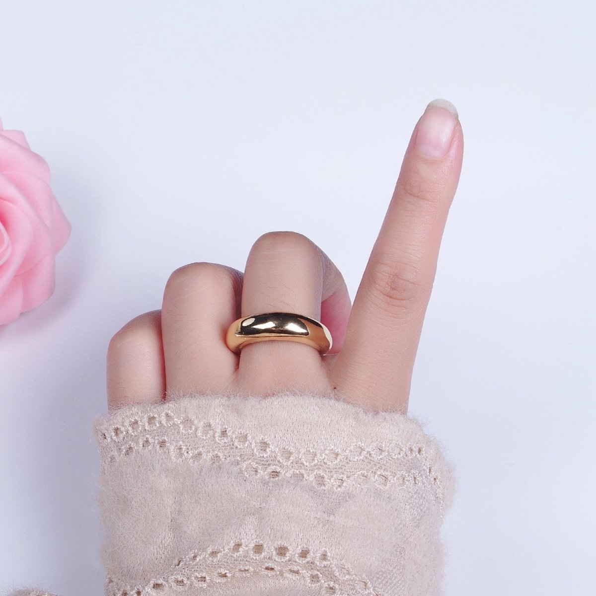 OS Chunky Statement Ring Gold Dome Ring • Minimalist Ring Midi Signet Ring • Gift for Her • R-188 - DLUXCA
