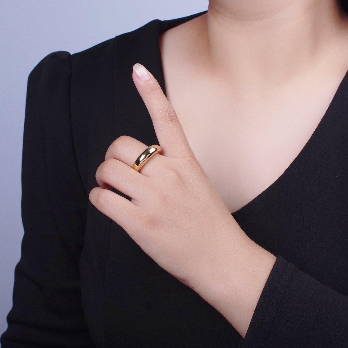 OS Chunky Statement Ring Gold Dome Ring • Minimalist Ring Midi Signet Ring • Gift for Her • R-188 - DLUXCA