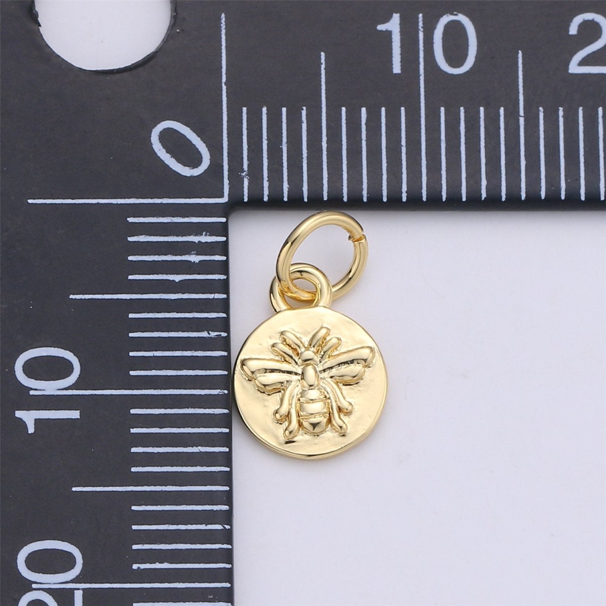 OS Dainty 18K Gold Filled Bee Charm Bumblebee, Honeybee, Queen Bee, Coin Disc Charm, Tiny Charm, Gold Charm Bracelet Earring Necklace Charm, C-349 - DLUXCA