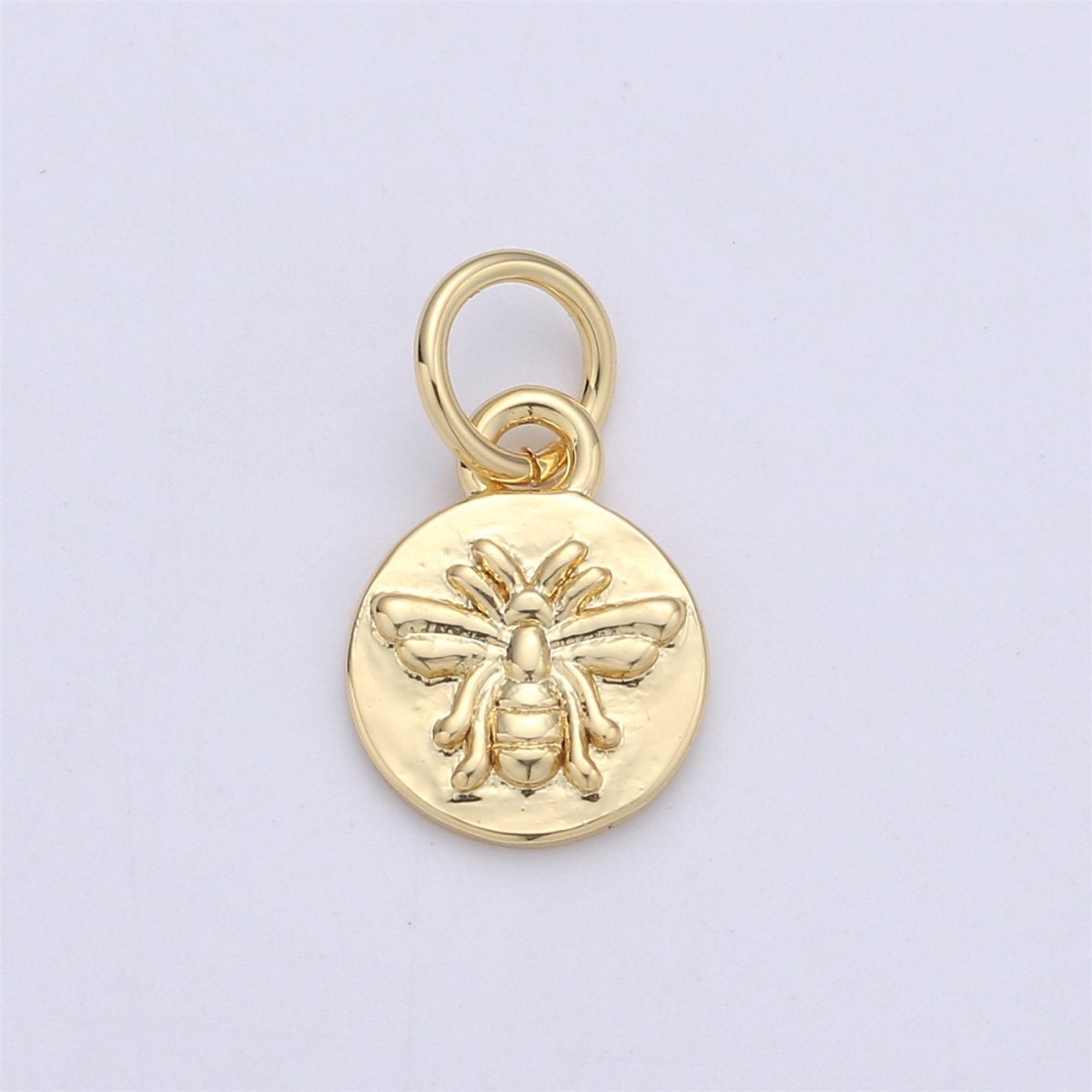OS Dainty 18K Gold Filled Bee Charm Bumblebee, Honeybee, Queen Bee, Coin Disc Charm, Tiny Charm, Gold Charm Bracelet Earring Necklace Charm, C-349 - DLUXCA