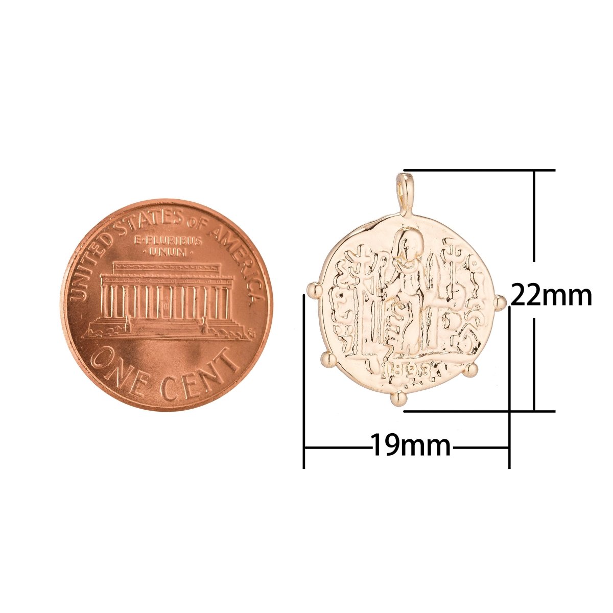 OS Dainty 18k Gold Filled Coin Saint Benedict Charm Rustic Medallion for Bracelet Necklace Pendant Earring Findings for Jewelry Making C-093 - DLUXCA
