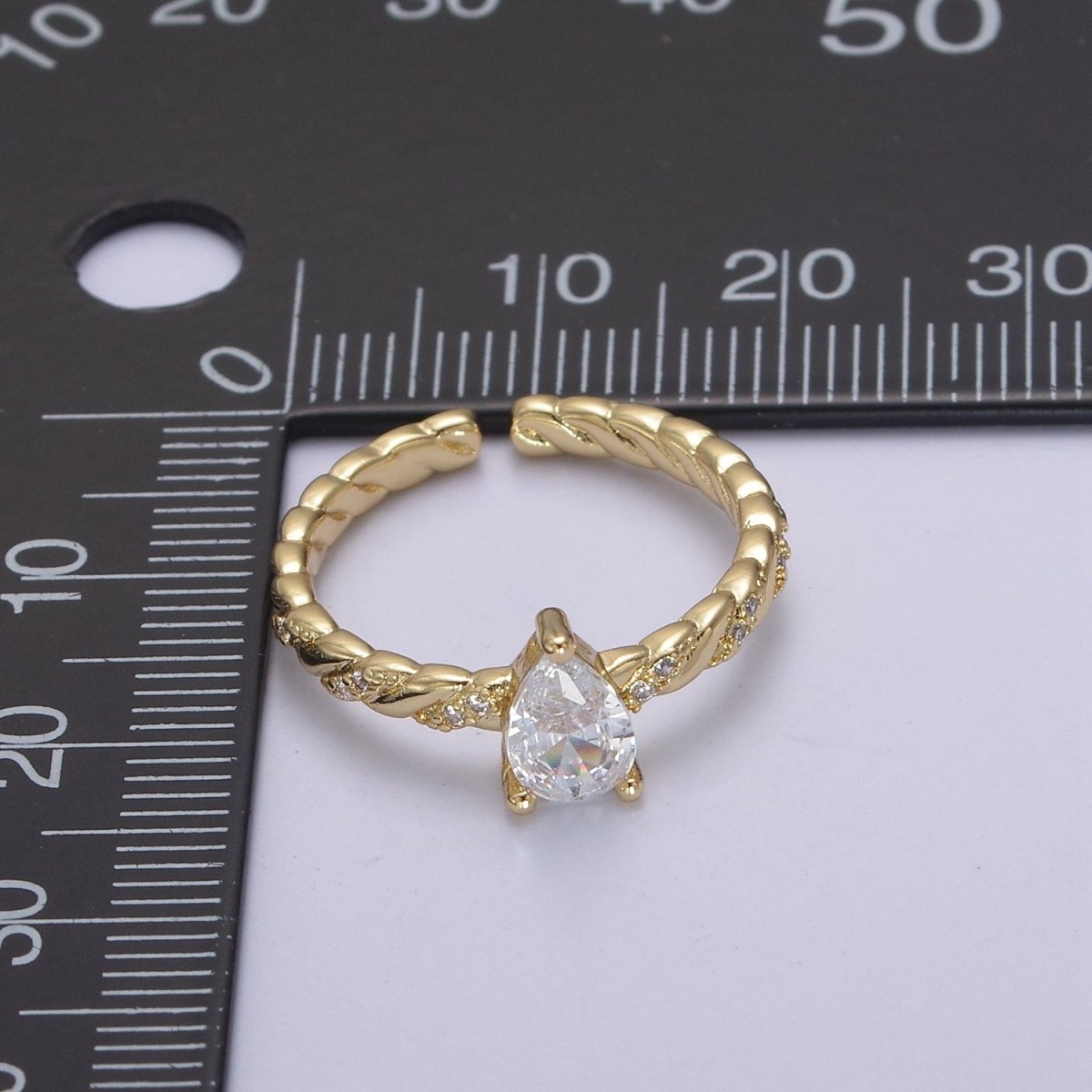 OS Dainty and Minimalist Teardrop CZ Ring , Teardrop ring Gold Filled dainty ring, CZ stones ring, dainty ring, stackable ring, thin ring U-505 - DLUXCA