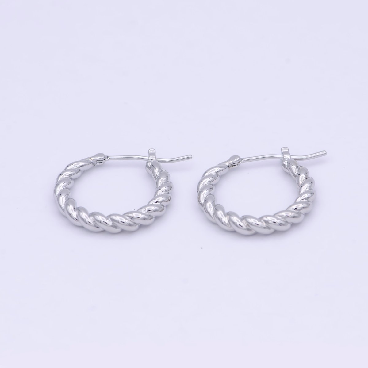 OS Dainty braided Hoop earrings - Twisted hoop earrings - Silver braided hoop earrings P-255 - DLUXCA