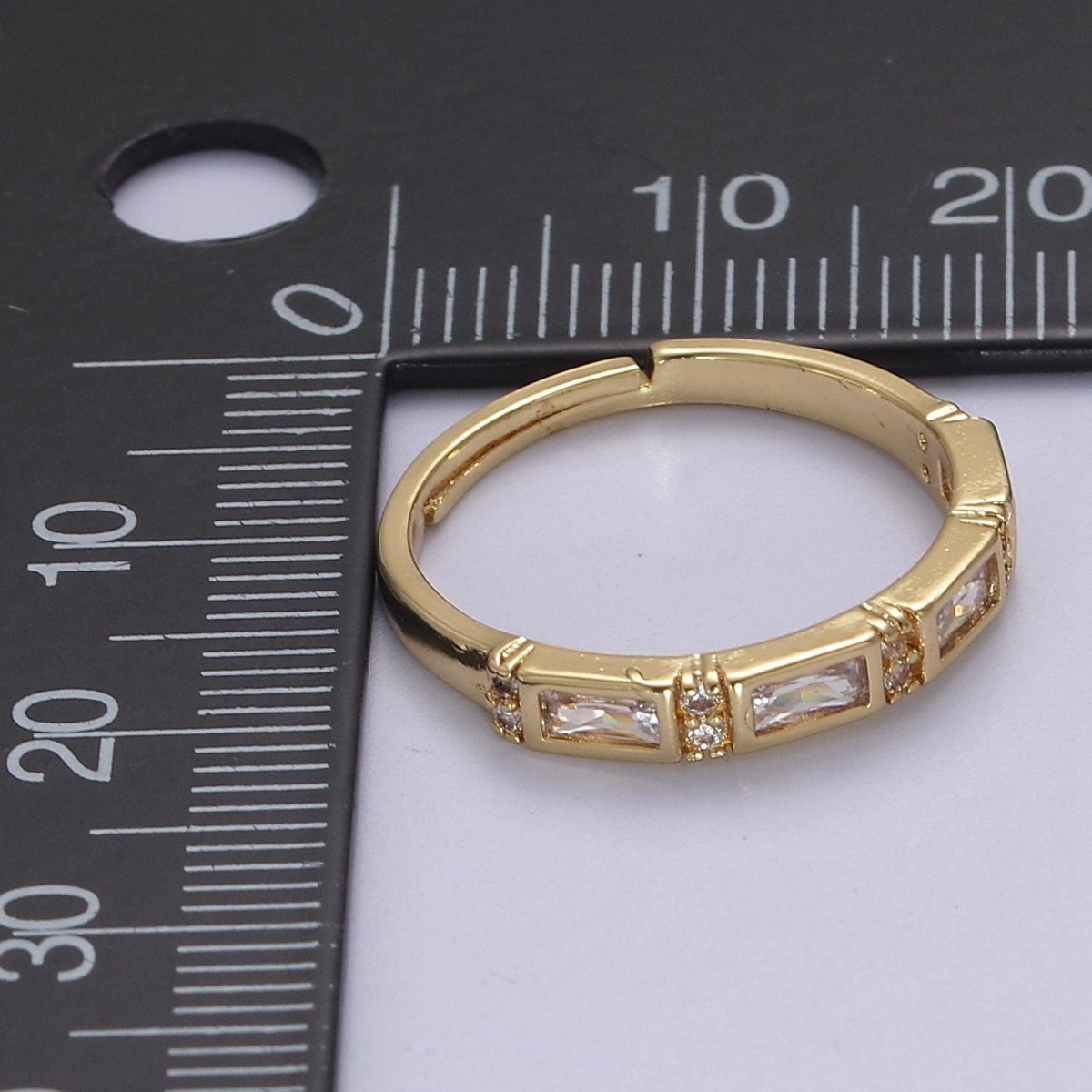 OS Dainty Gold band crystal ring stackable ring minimalist Jewelry feminine ring Adjustable S-453 - DLUXCA