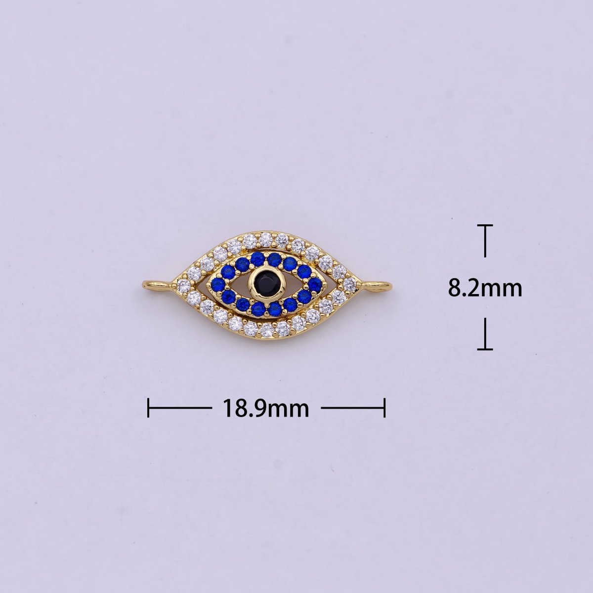 OS Dainty Gold Evil Eye Charm Connector for Bracelet Necklace Supply F-685 - DLUXCA