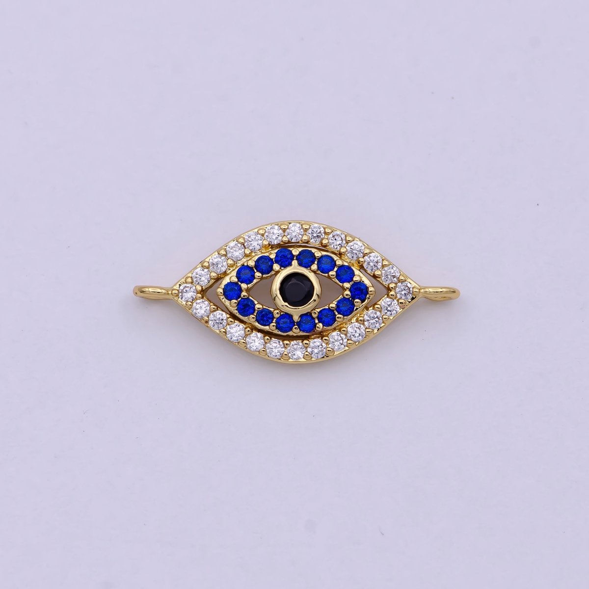 OS Dainty Gold Evil Eye Charm Connector for Bracelet Necklace Supply F-685 - DLUXCA
