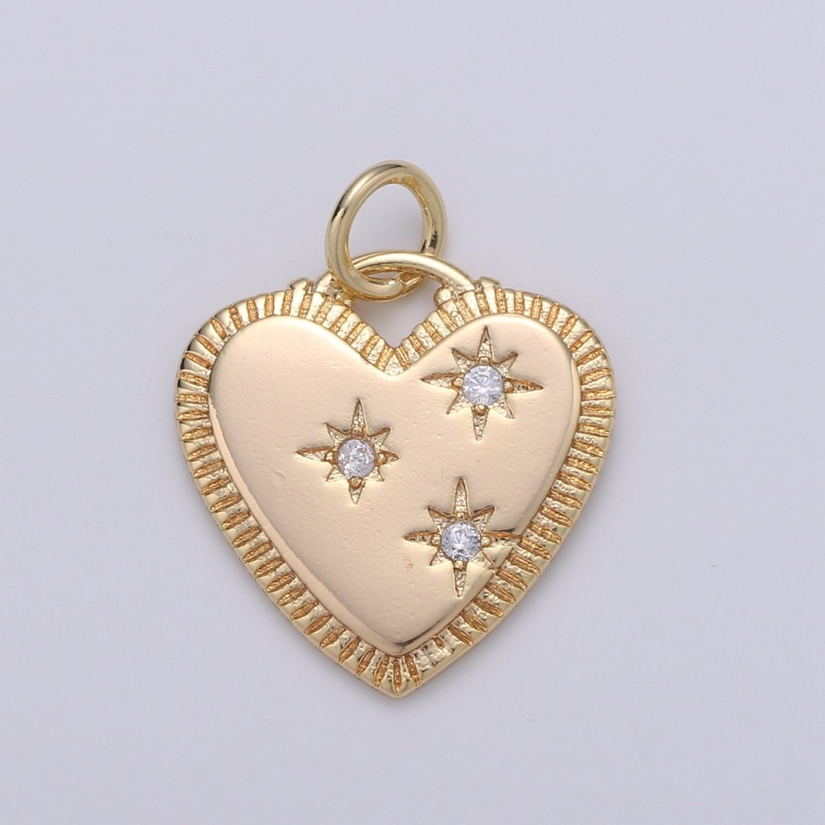 OS Dainty Gold Filled Stars Heart Charm D-890 - DLUXCA