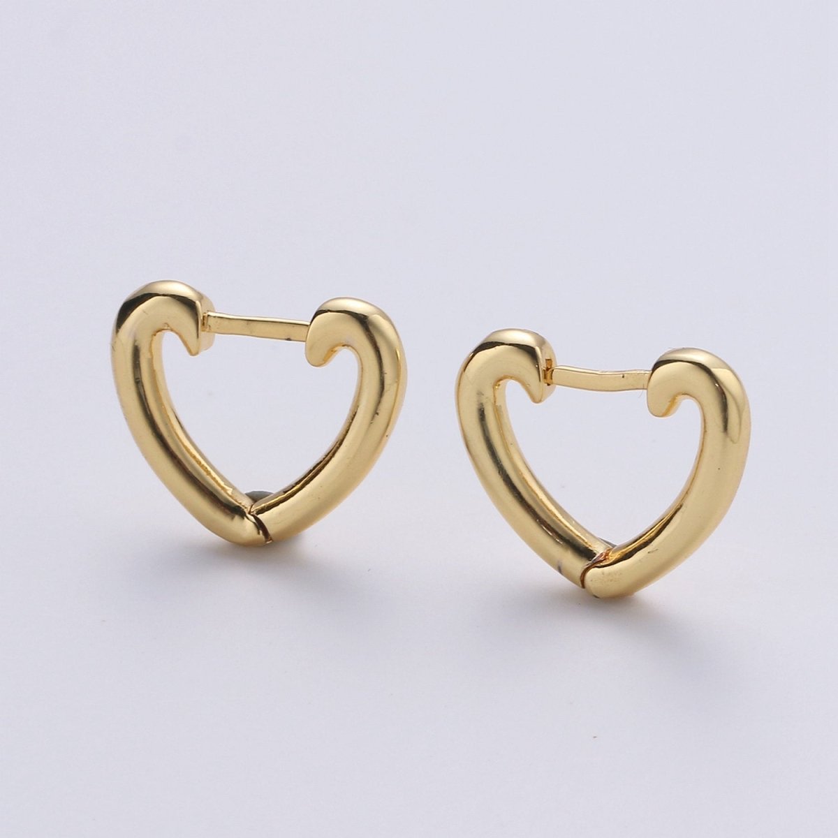 OS Dainty Gold Heart Hoop Earrings, Small Gold One Touch Hoops, Huggie Love Earring Gift For Her 24k Gold Filled Earring K-649 - DLUXCA