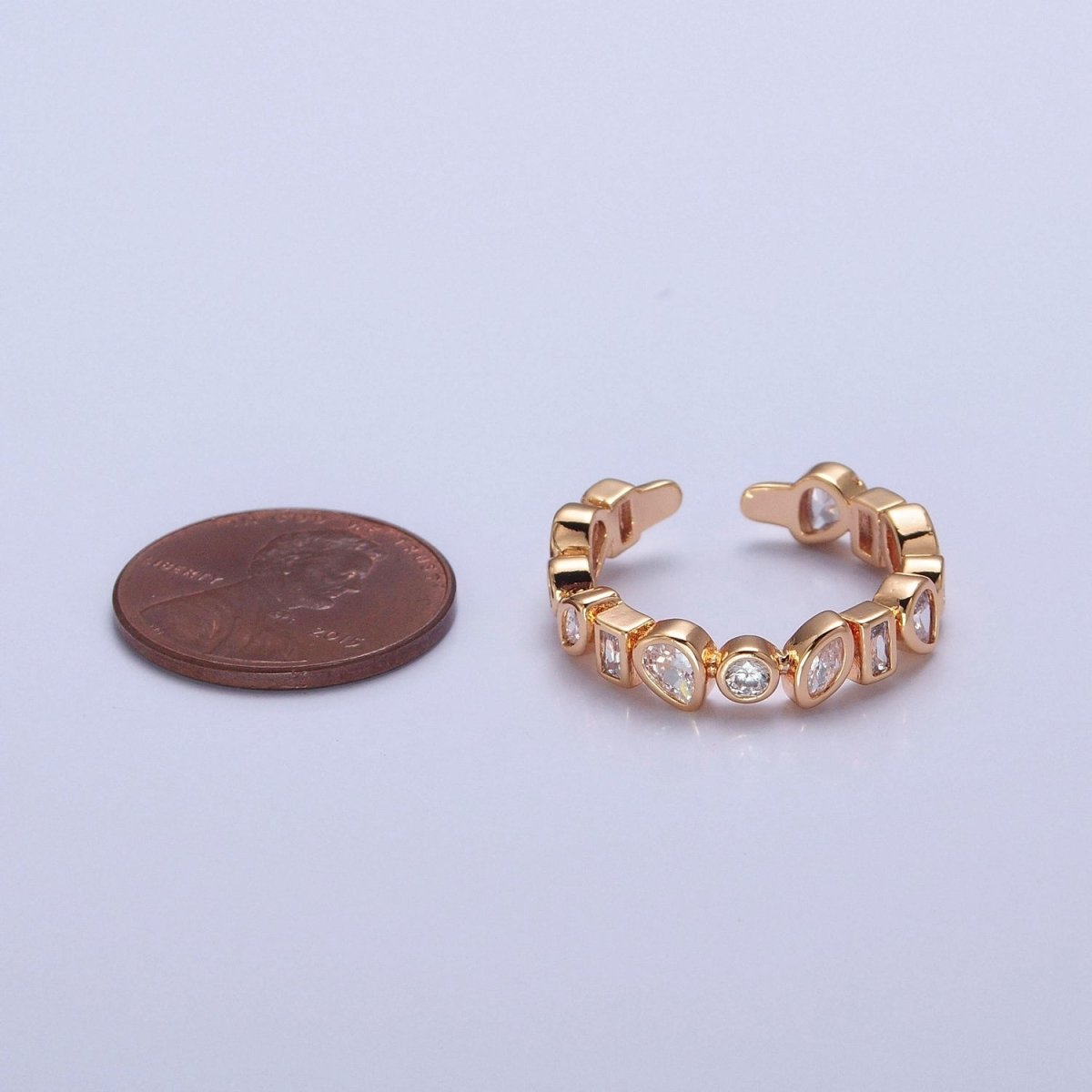 OS Dainty Gold Ring, Delicate Minimalist Ring, Geometric Ring Stackable Ring O-2253 - DLUXCA