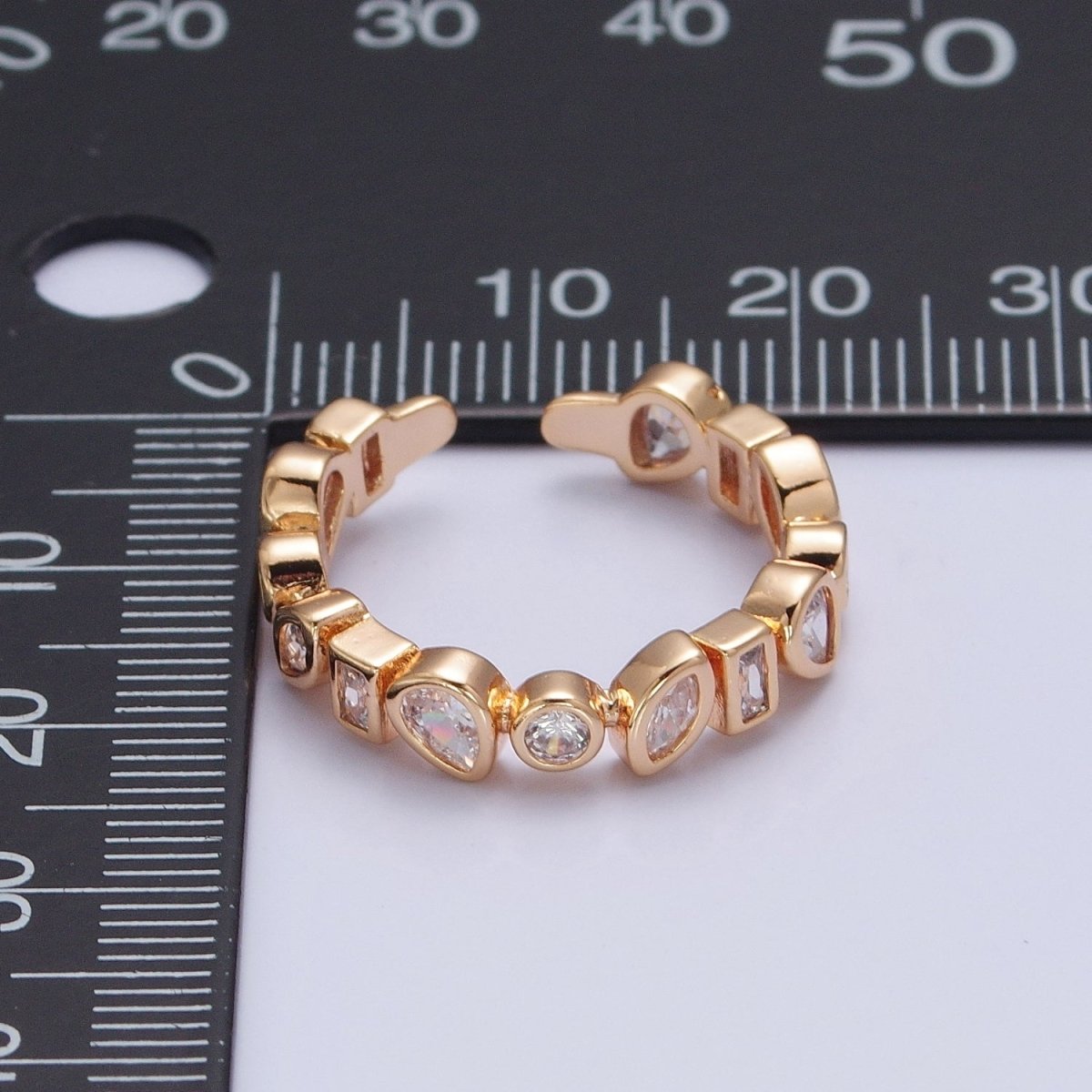 OS Dainty Gold Ring, Delicate Minimalist Ring, Geometric Ring Stackable Ring O-2253 - DLUXCA