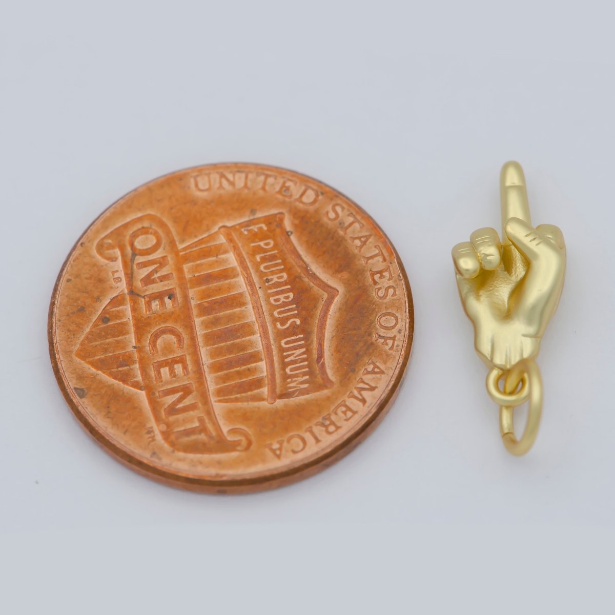 OS Dainty Middle Finger Charm Gold Hand Gesture Charm FUCK Pendant Charm for Bracelet Necklace Earring Supply Component M-373 - DLUXCA