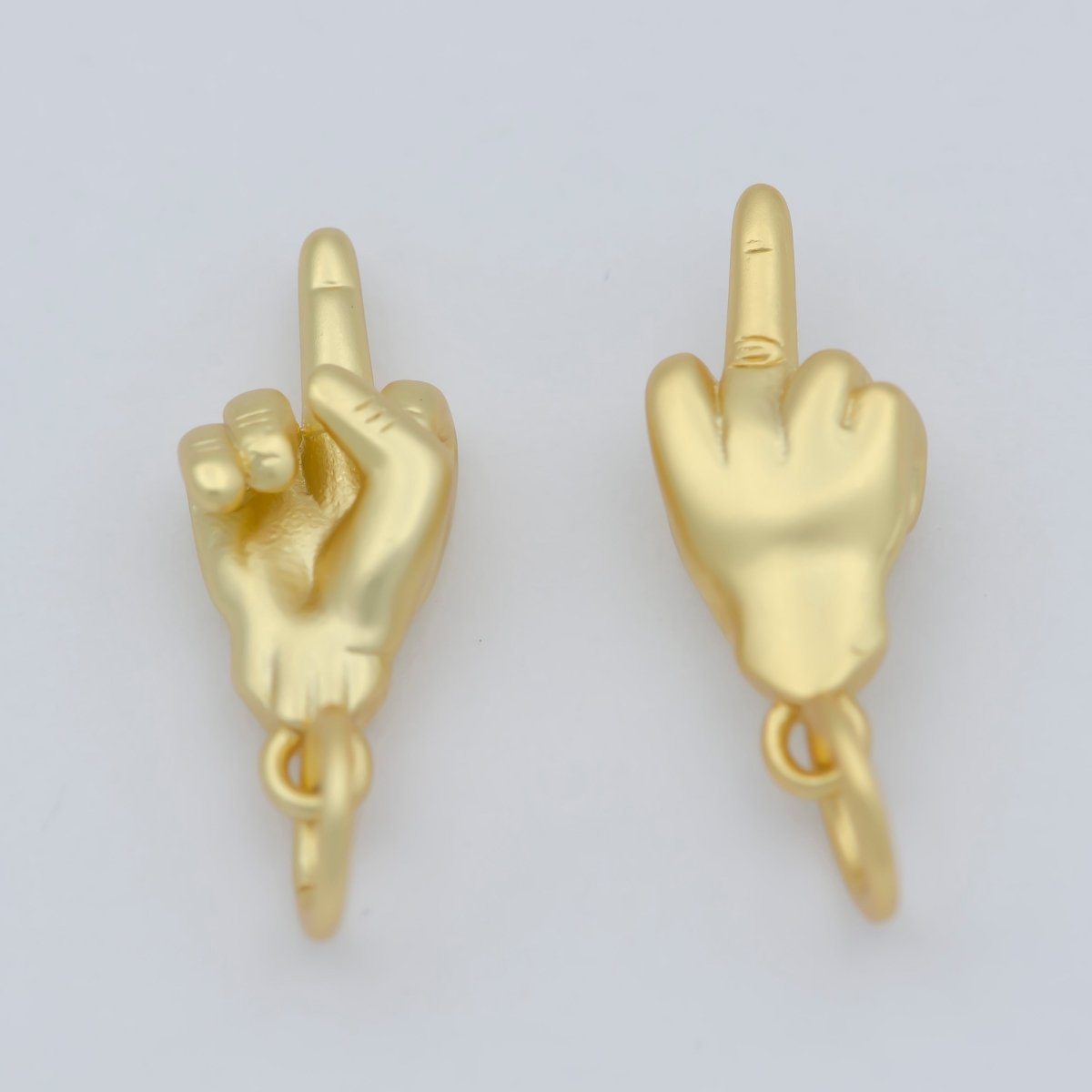 OS Dainty Middle Finger Charm Gold Hand Gesture Charm FUCK Pendant Charm for Bracelet Necklace Earring Supply Component M-373 - DLUXCA