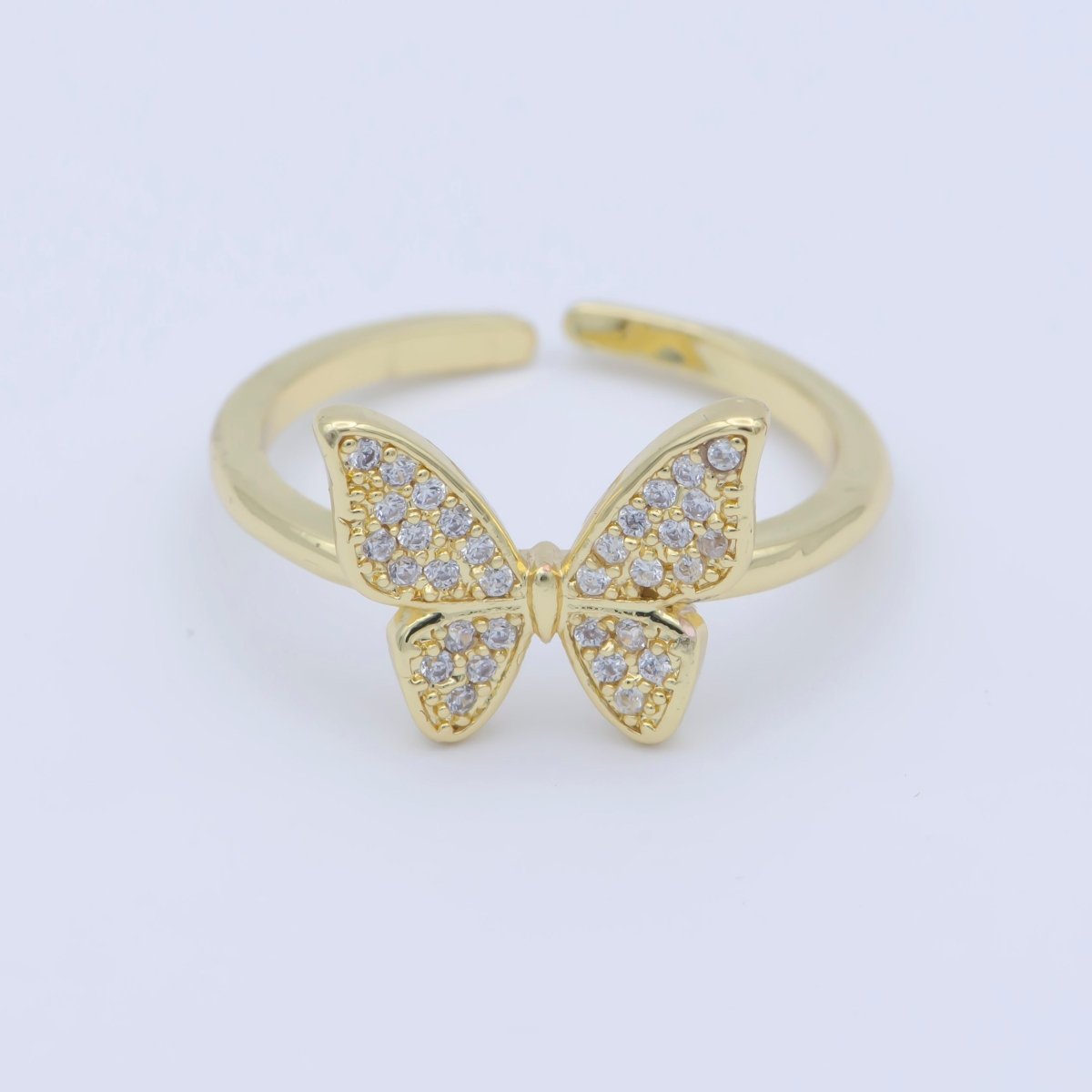 OS Dainty Monarch Ring Minimalist Butterfly Ring Gold Filled Open Adjustable O-485 - DLUXCA