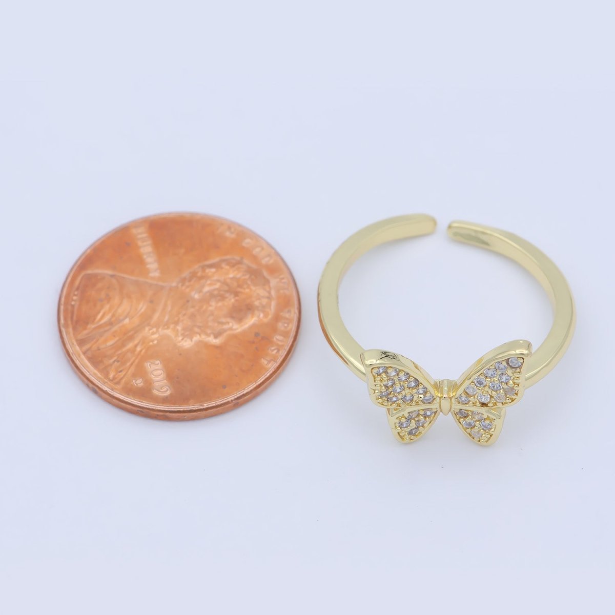 OS Dainty Monarch Ring Minimalist Butterfly Ring Gold Filled Open Adjustable O-485 - DLUXCA