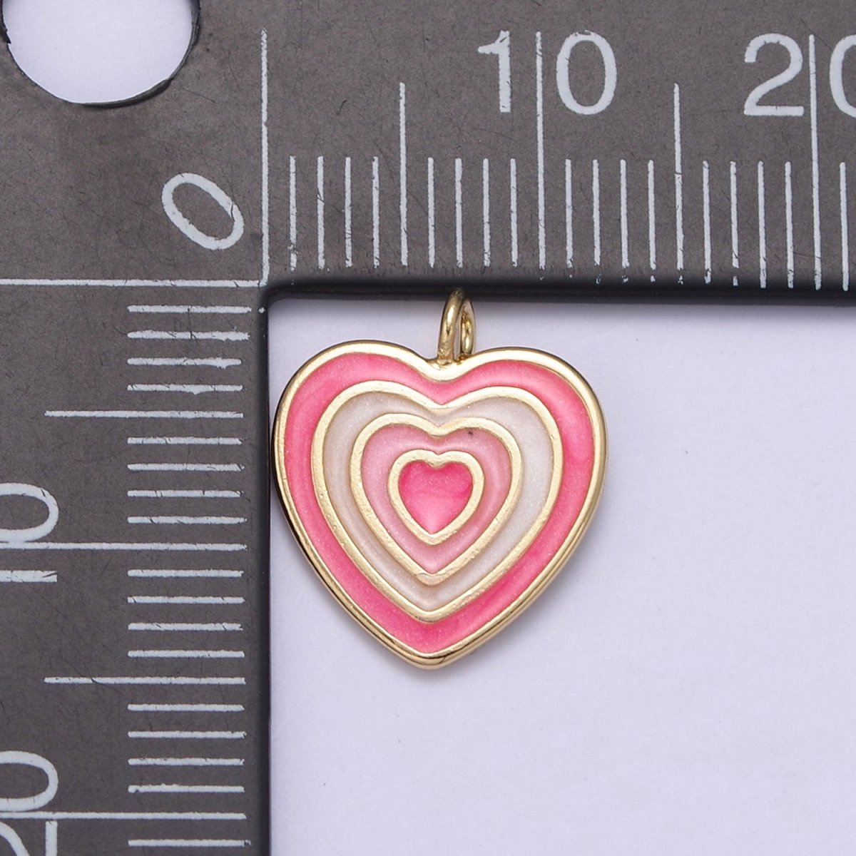 OS Dainty Pink Heart Charm Color Enamel Heart Charm | Valentine's Day Charms N-881 - DLUXCA