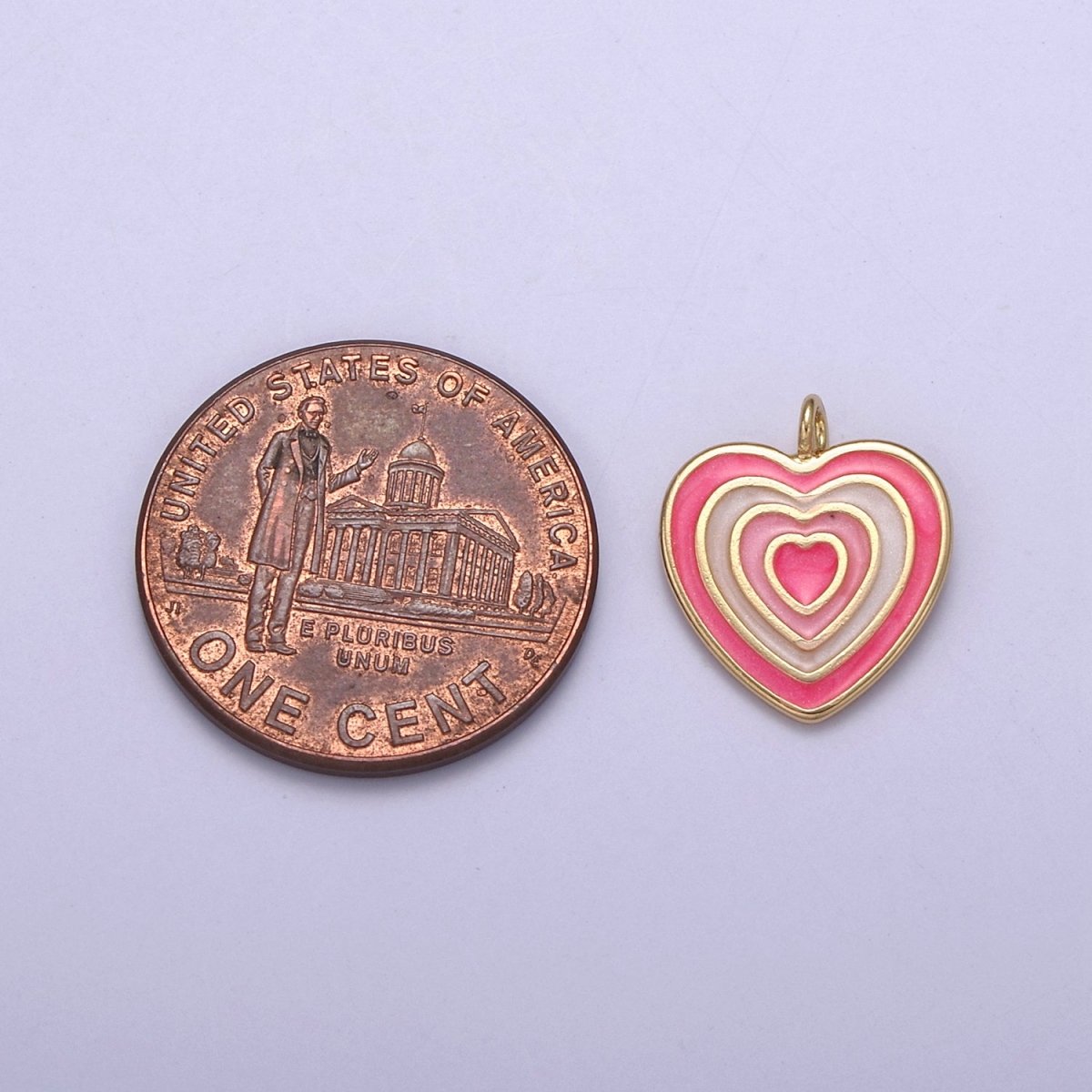 OS Dainty Pink Heart Charm Color Enamel Heart Charm | Valentine's Day Charms N-881 - DLUXCA