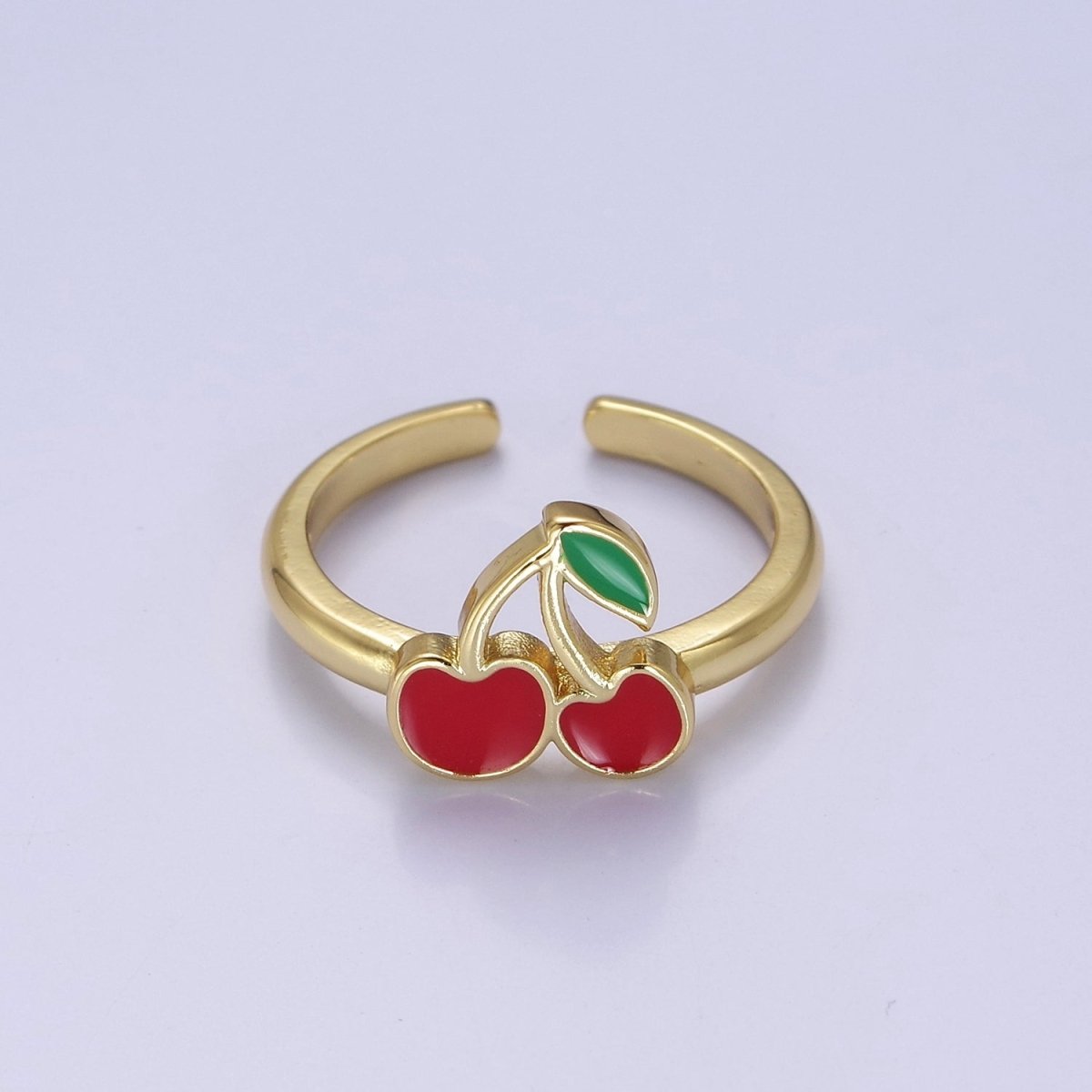 OS Dainty Red Cherry Ring Fruit Jewelry O-2170 - DLUXCA