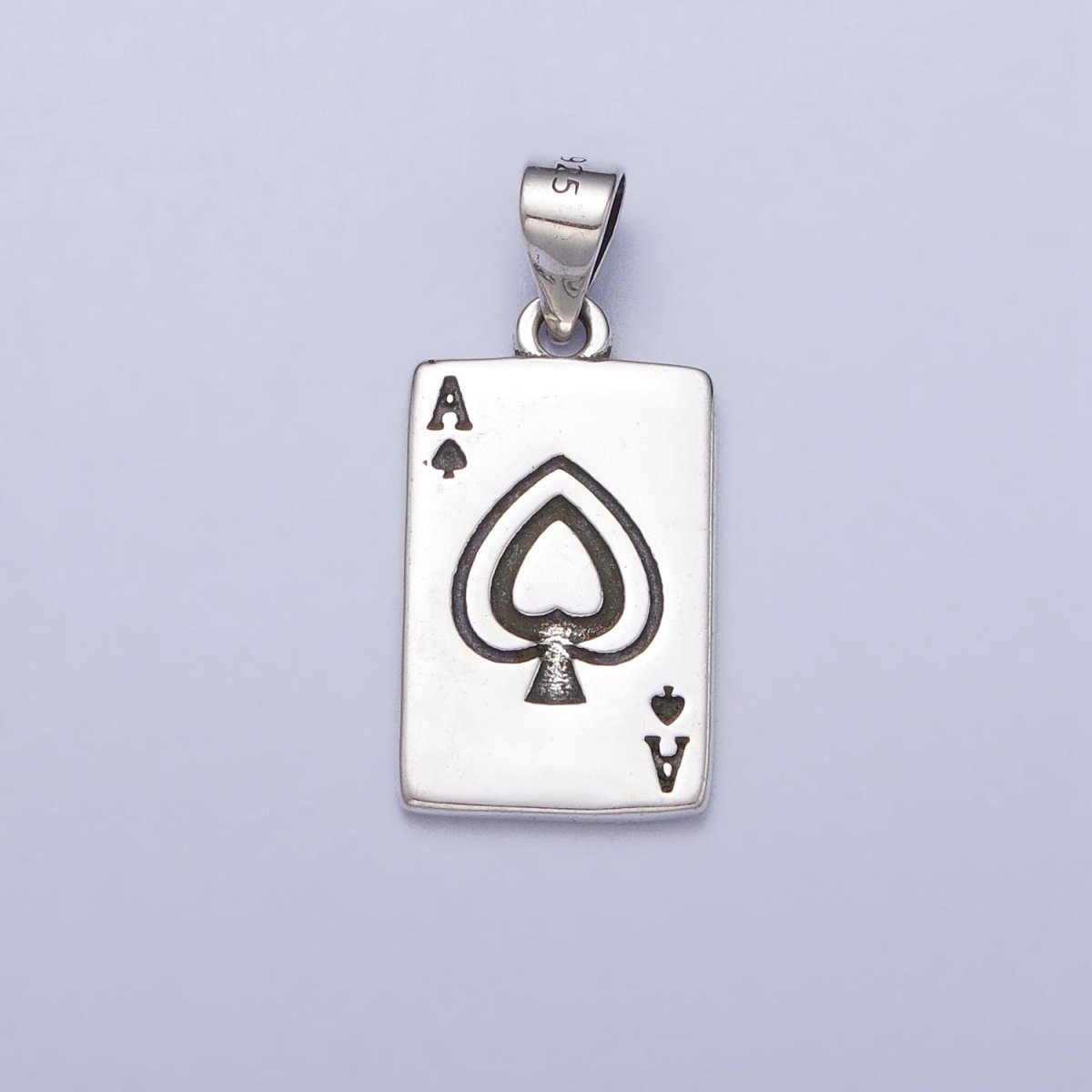 OS Dainty Sterling Silver Ace of Spades Pendant Silver Poker Card Gift S925 Pendant SL-393 - DLUXCA