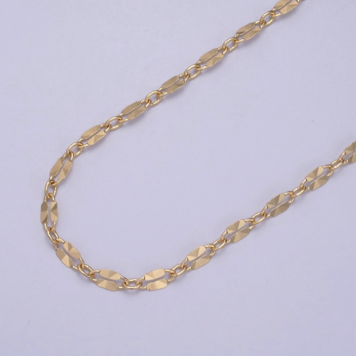 OS Dainty Sunburst Diamond Cut Oval Link Chain Necklace 16, 18 inch long for Layer Necklace Ready to Wear | WA-662 WA-663 Clearance Pricing - DLUXCA