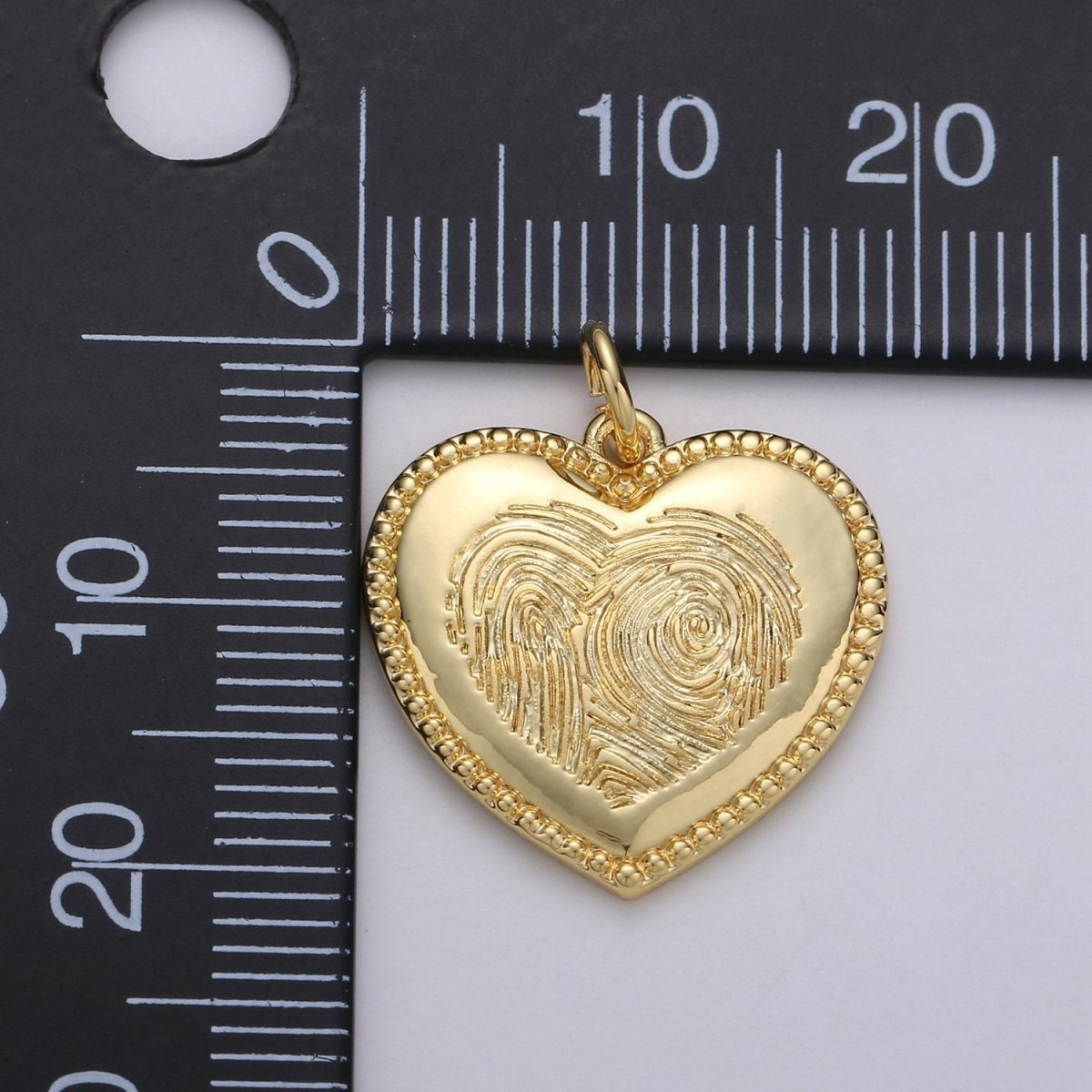OS DEL - 14k Gold Filled Patterned Heart Charm, Heart Pendant Charm, Gold Filled Charm, For DIY Jewelry, Gold Color D-677 - DLUXCA