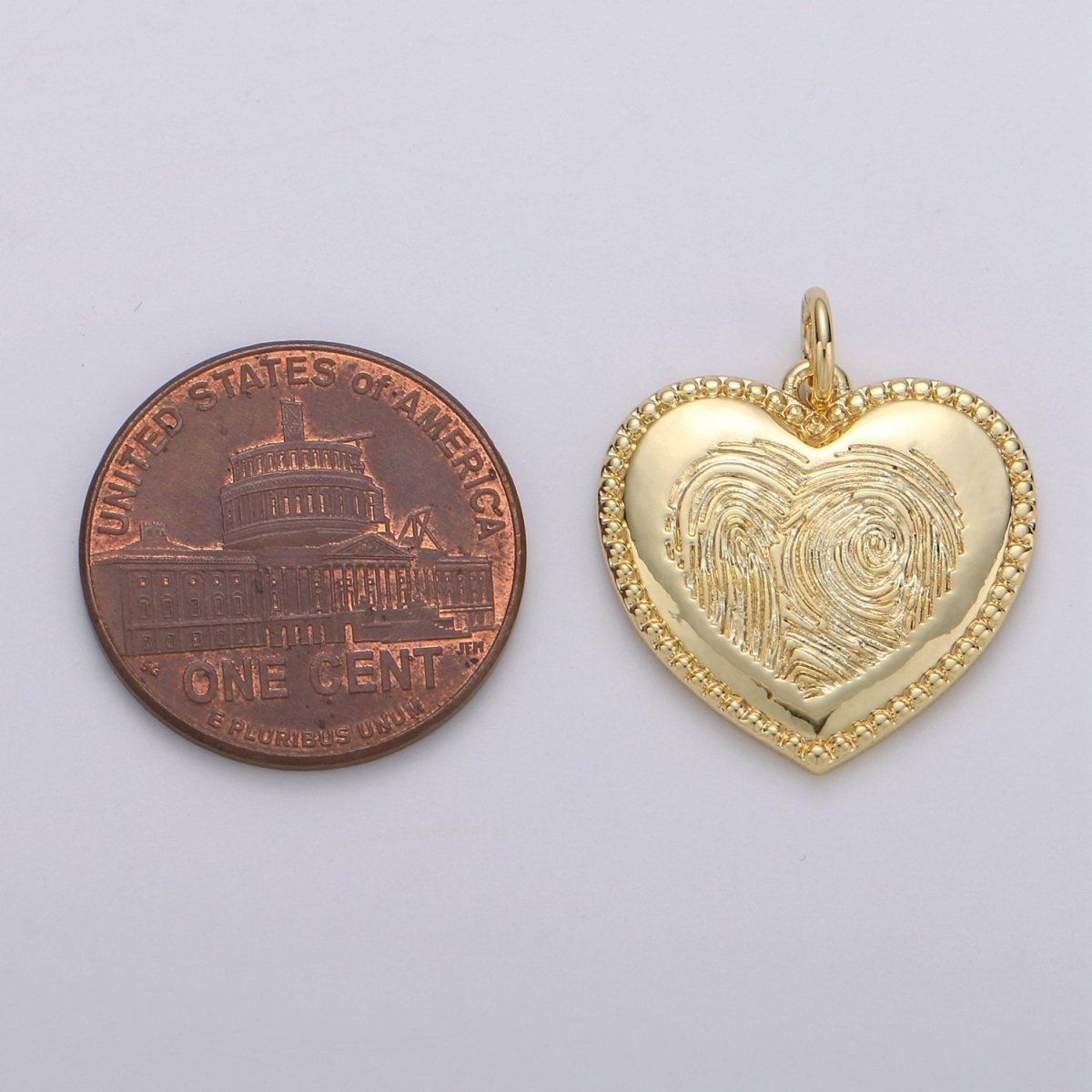 OS DEL - 14k Gold Filled Patterned Heart Charm, Heart Pendant Charm, Gold Filled Charm, For DIY Jewelry, Gold Color D-677 - DLUXCA