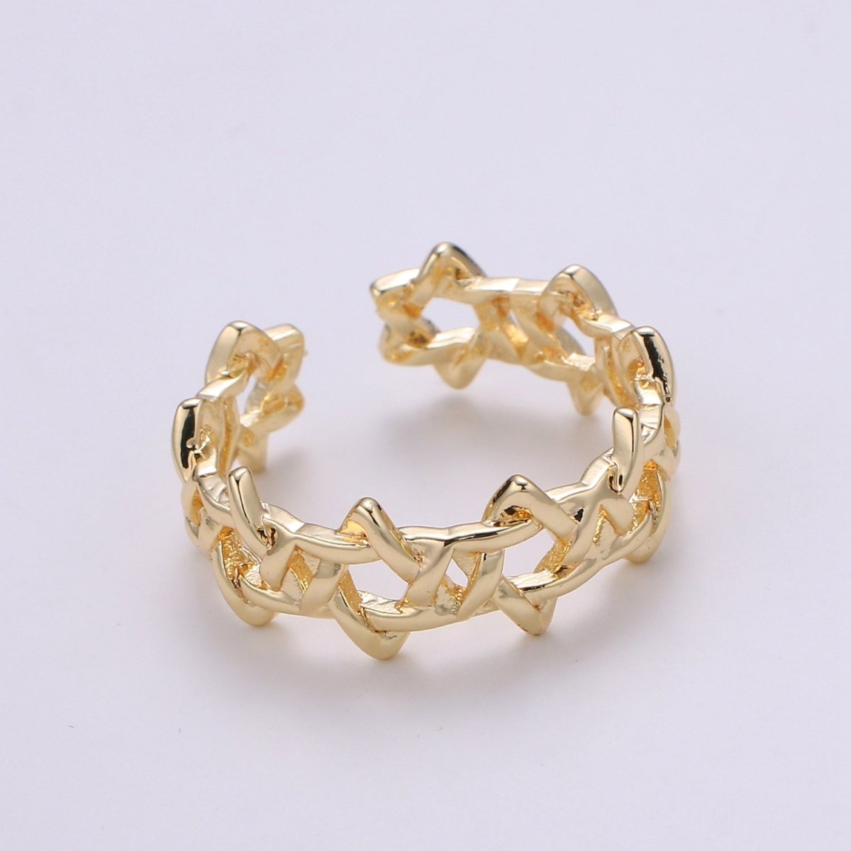 OS DEL-18K Gold Filled Star Chain Adjustable Ring - R274 - DLUXCA